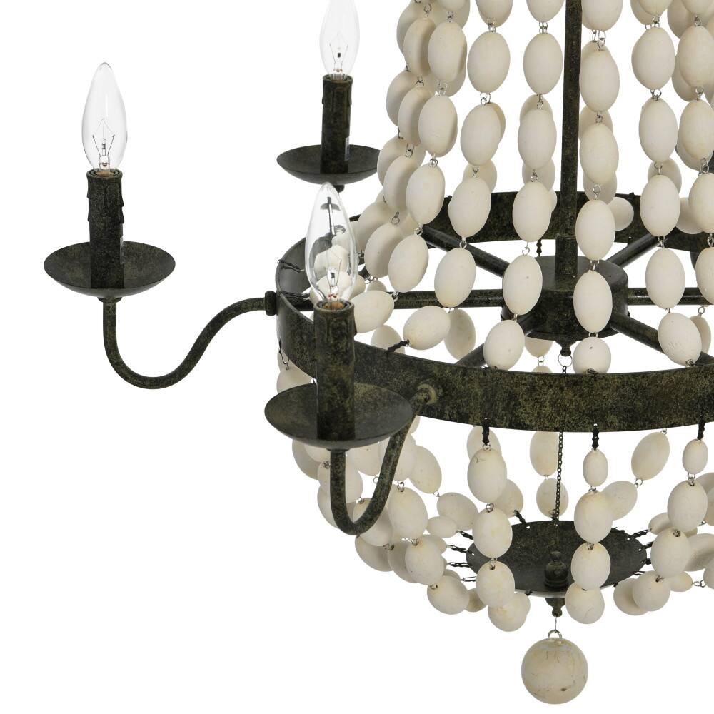 Hello Honey® 36" Multicolor Metal and Draped Wood Bead Chandelier