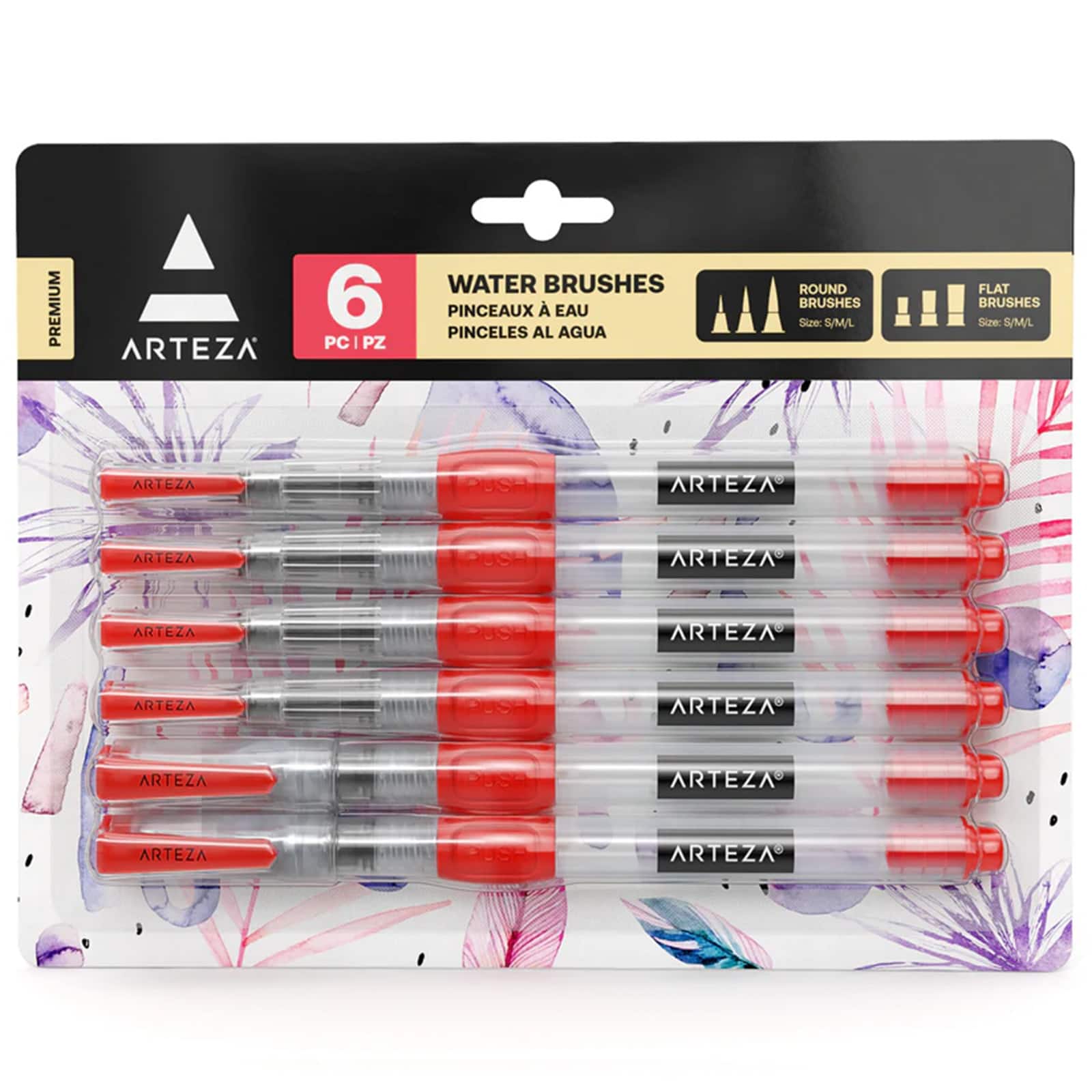 Arteza® Red Assorted Tips Water Brush Pen Set