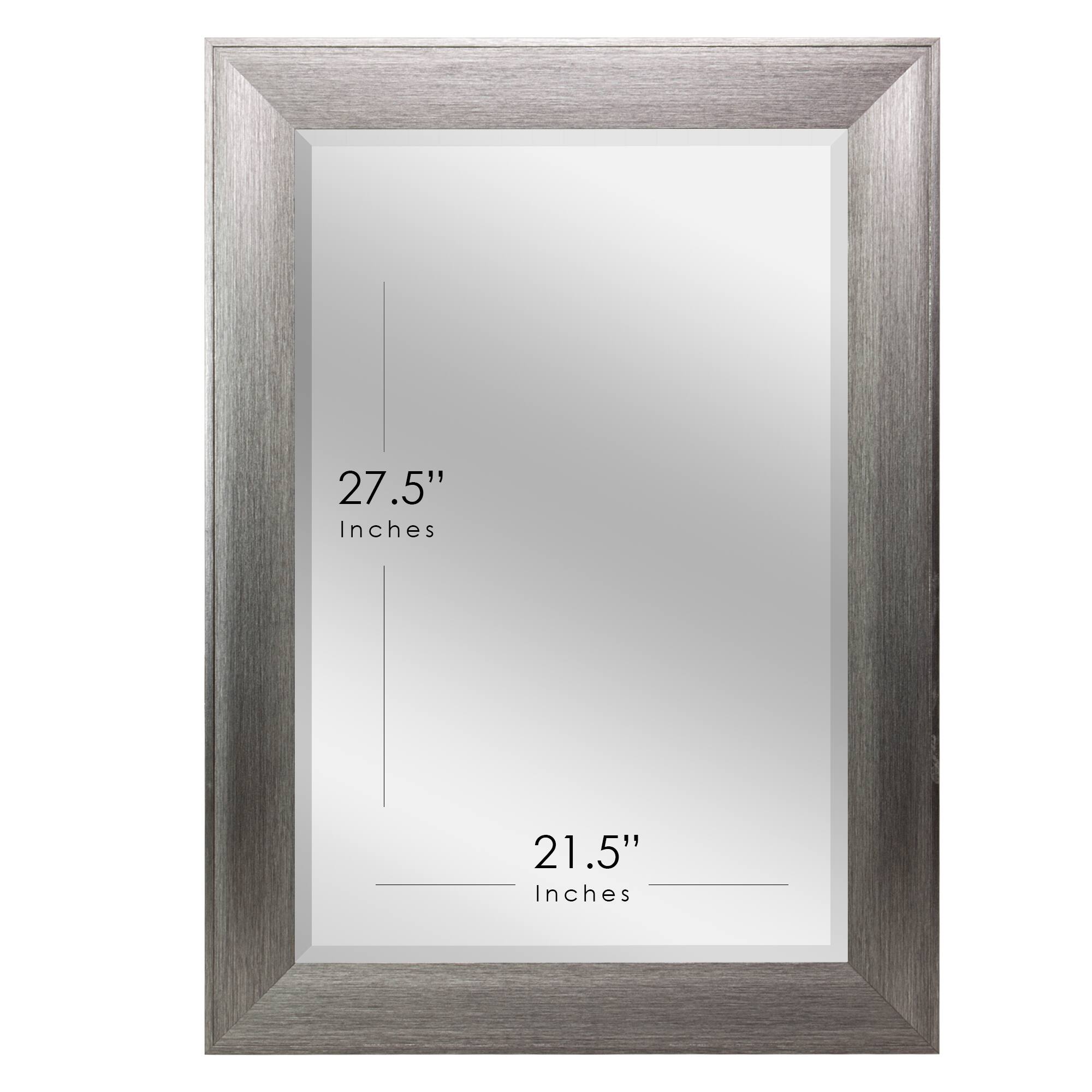 Head West® Metallic Gray Framed Beveled Glass Raised Lip Vanity Wall Mirror