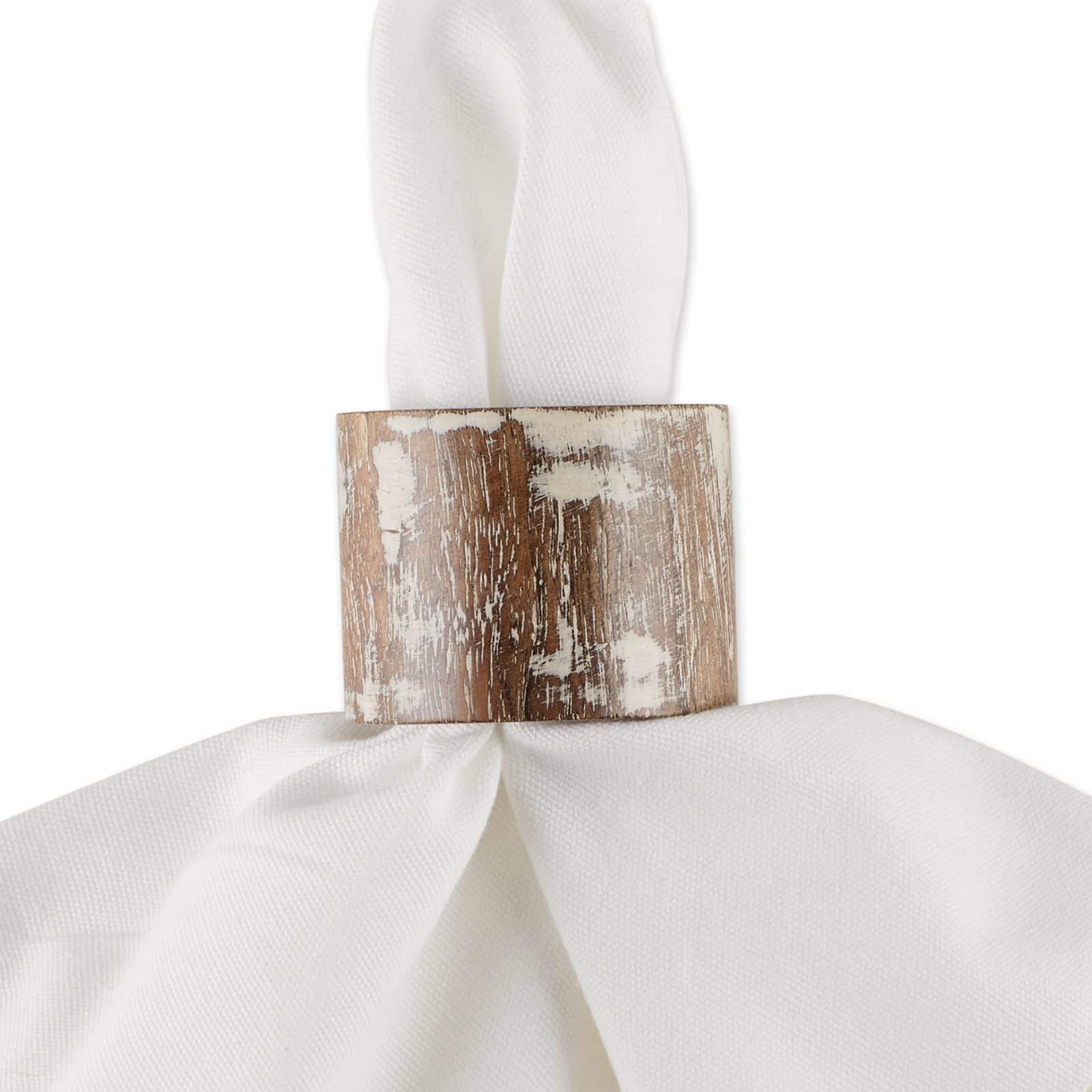 DII® Whitewashed Wood Band Napkin Rings, 6ct.