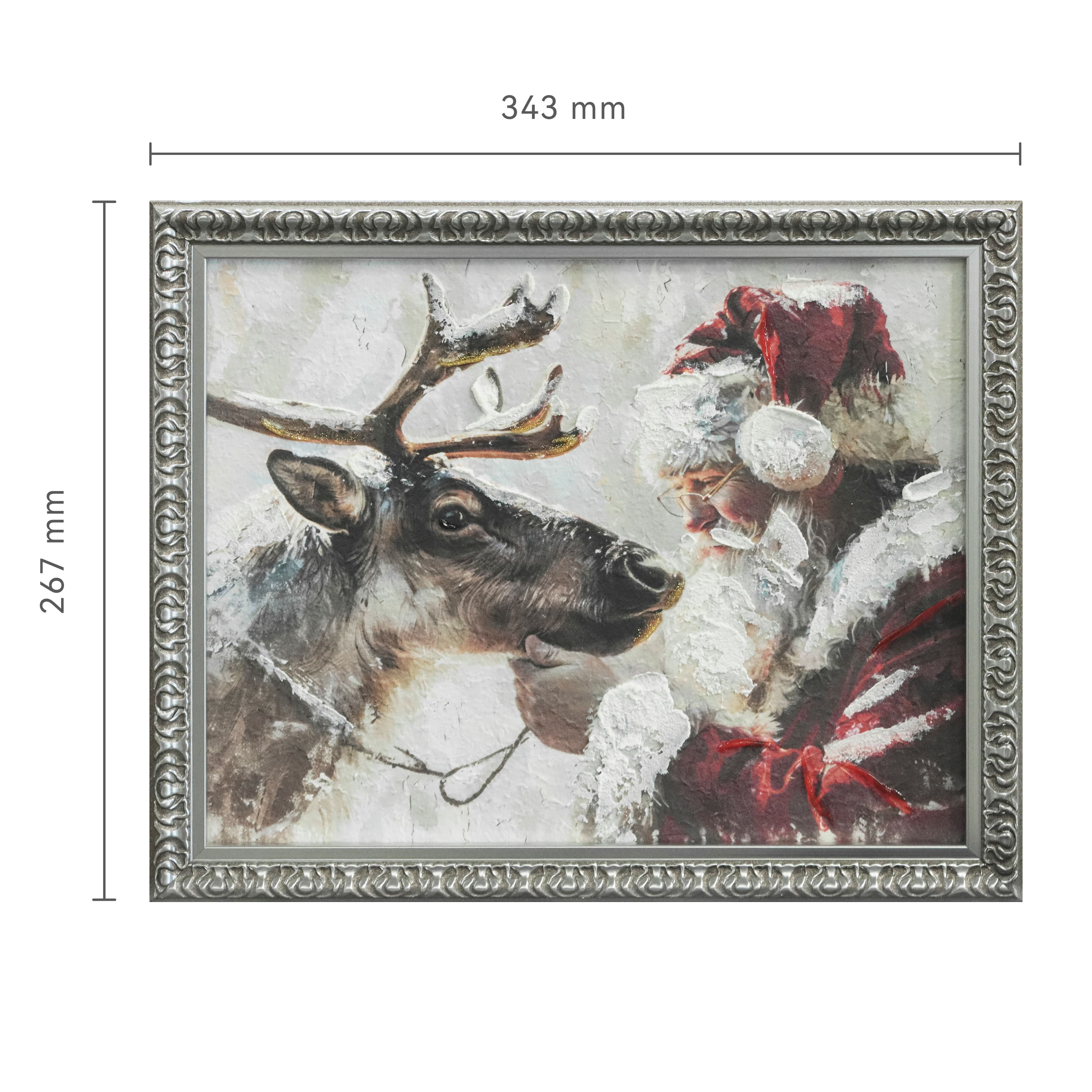 12&#x22; x 15&#x22; Santa with Reindeer Framed Canvas Wall D&#xE9;cor by Ashland&#xAE;