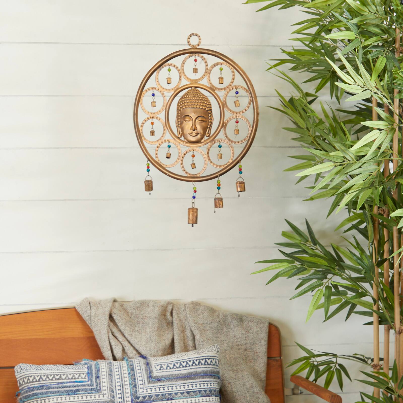Bronze Eclectic Buddha Windchime, 14" x 1" x 25"