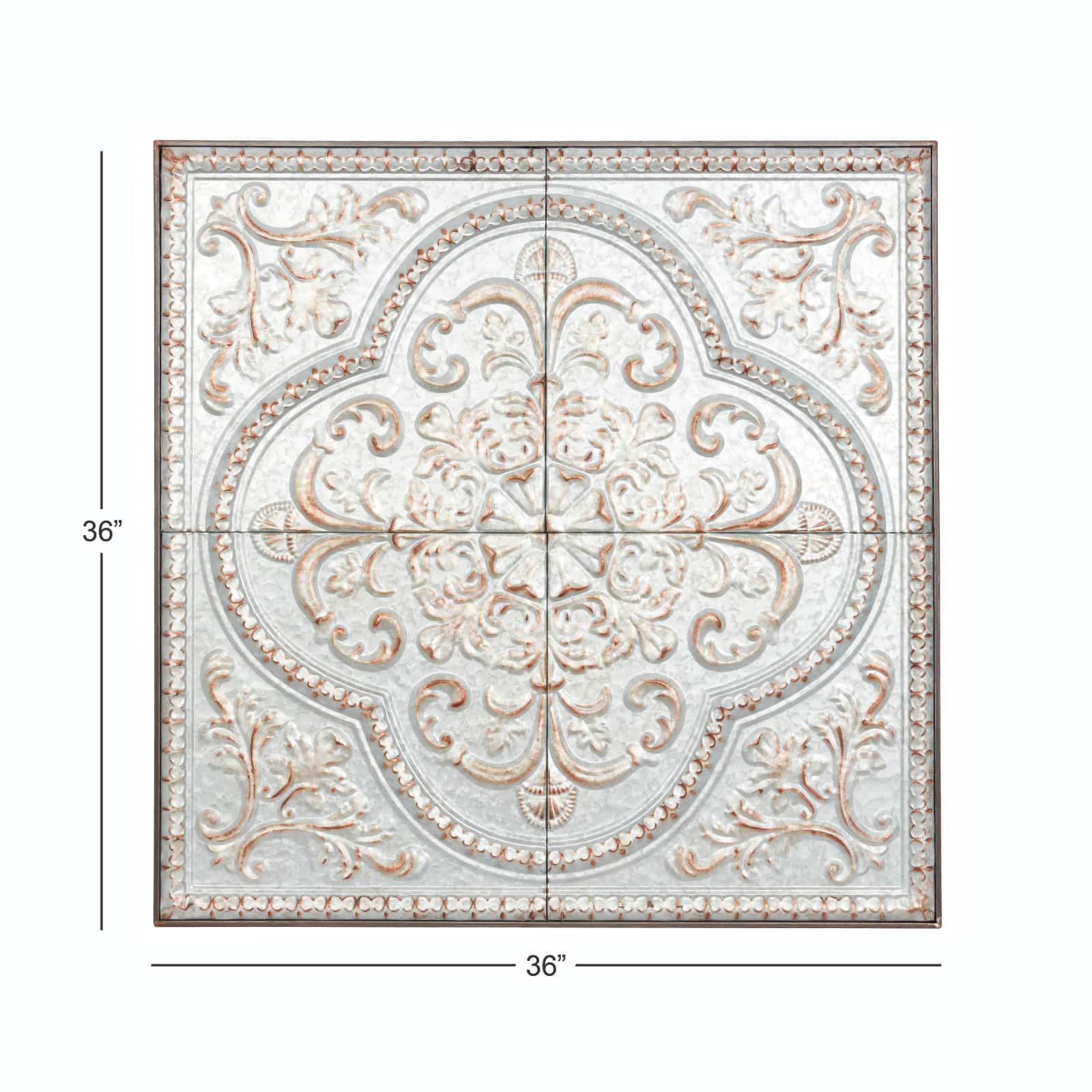 36&#x22; Gray Metal Rustic Floral Wall D&#xE9;cor