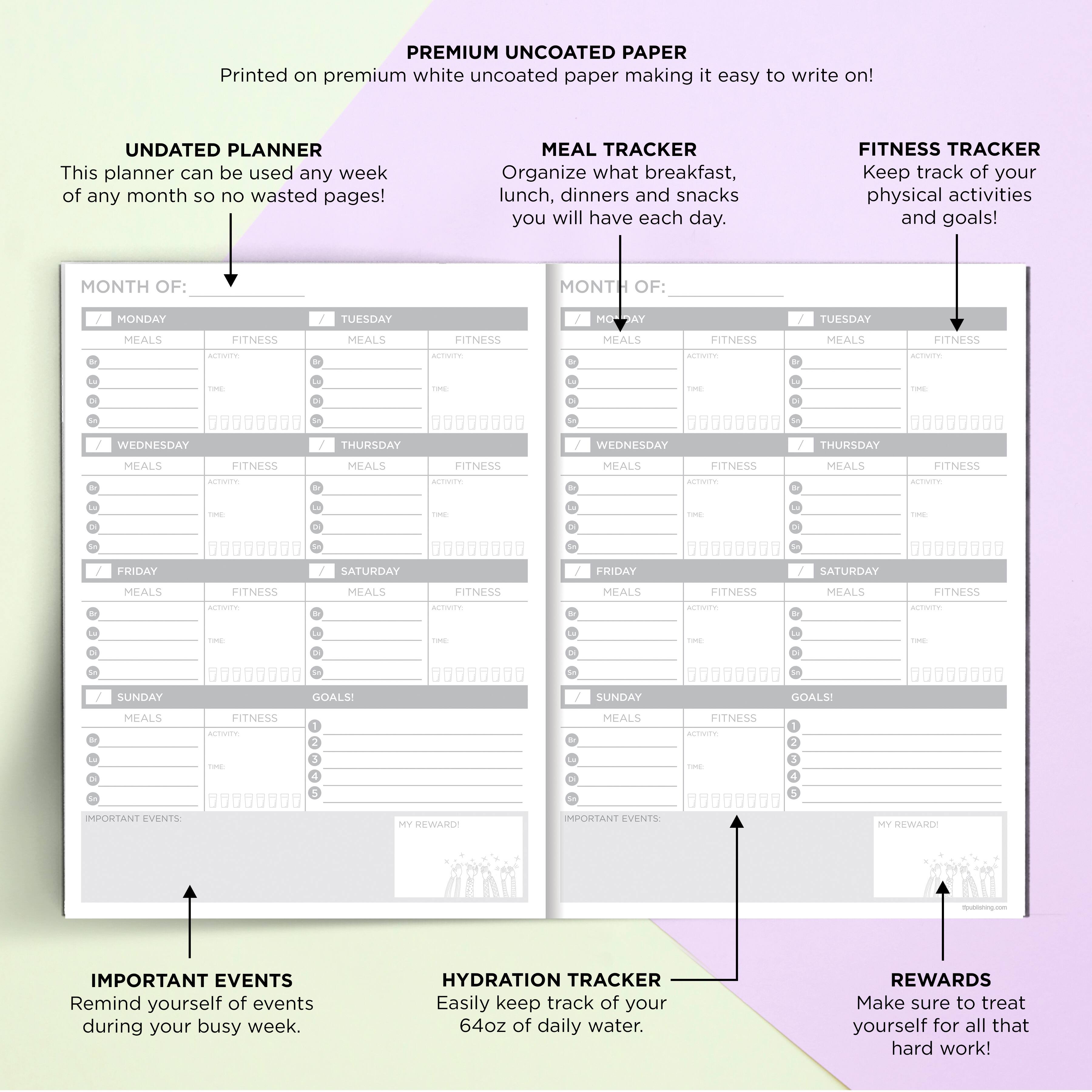 Golden Design Food &#x26; Fitness Weekly Healthy Living Planner