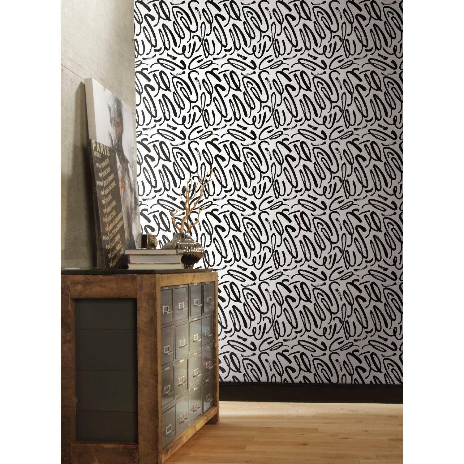 RoomMates Curly Strokes Peel & Stick Wallpaper