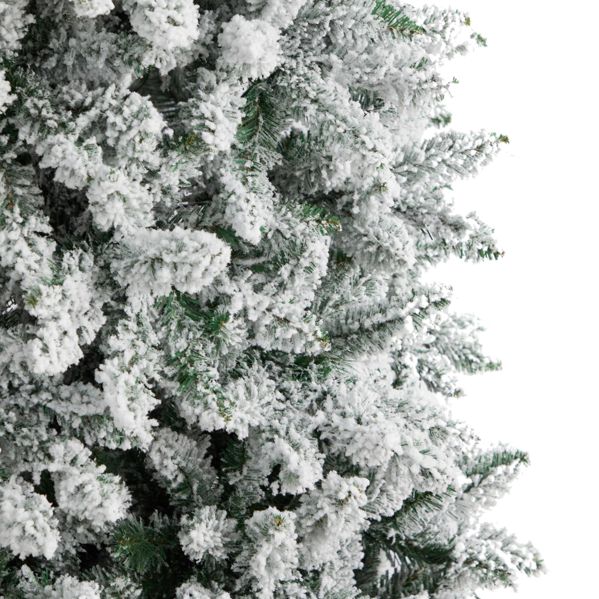 9ft. Pre-Lit Slim Flocked Montreal Fir Artificial Christmas Tree, White LED Lights