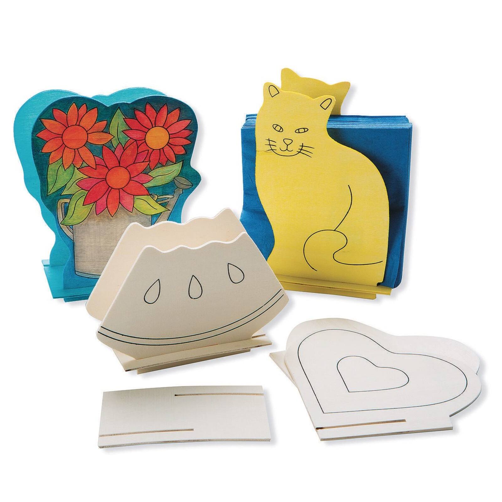 S&#x26;S Worldwide&#xAE; Unfinished Assorted Wooden Napkin Holders, 12ct.