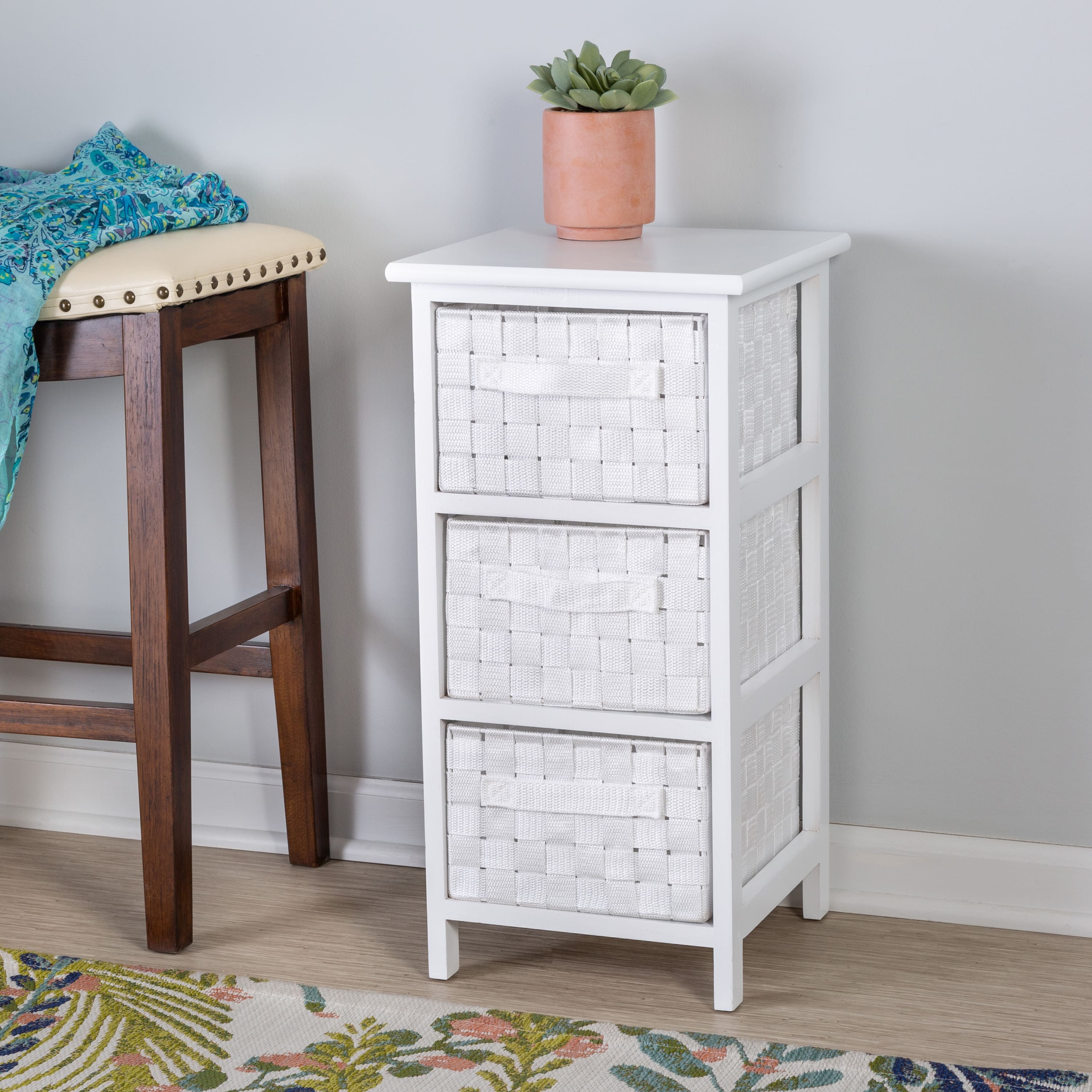 Honey Can Do 25&#x22; Small White Storage Cabinet