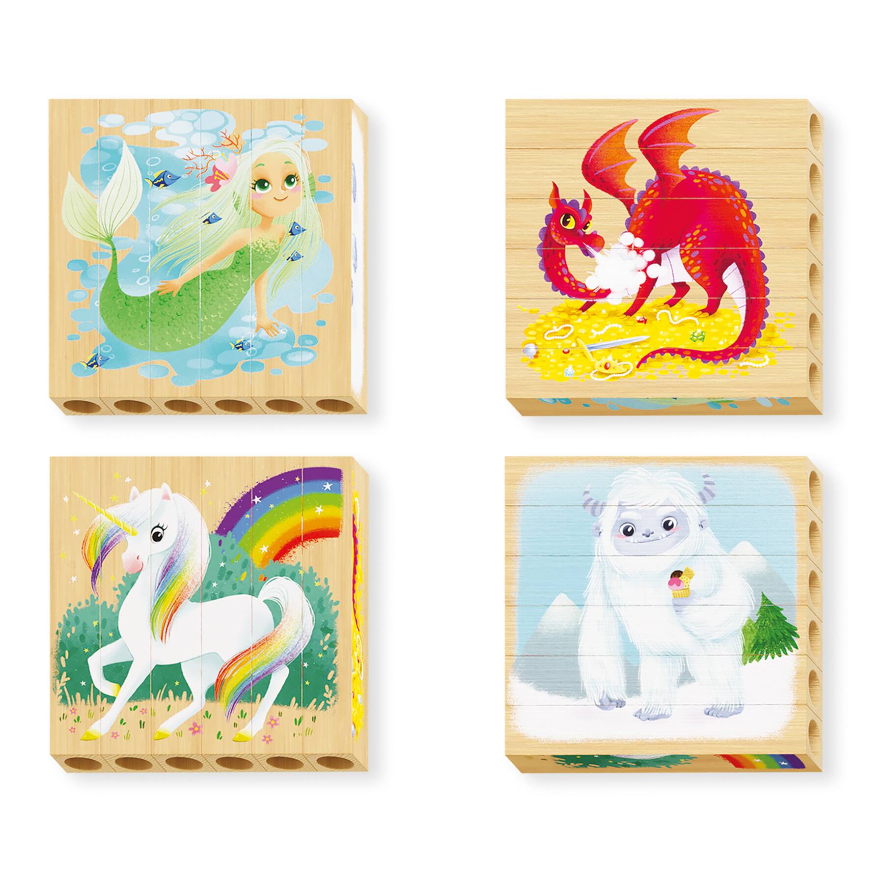 Quercetti® Fantasy Animals Mix-N-Match Wood Puzzle