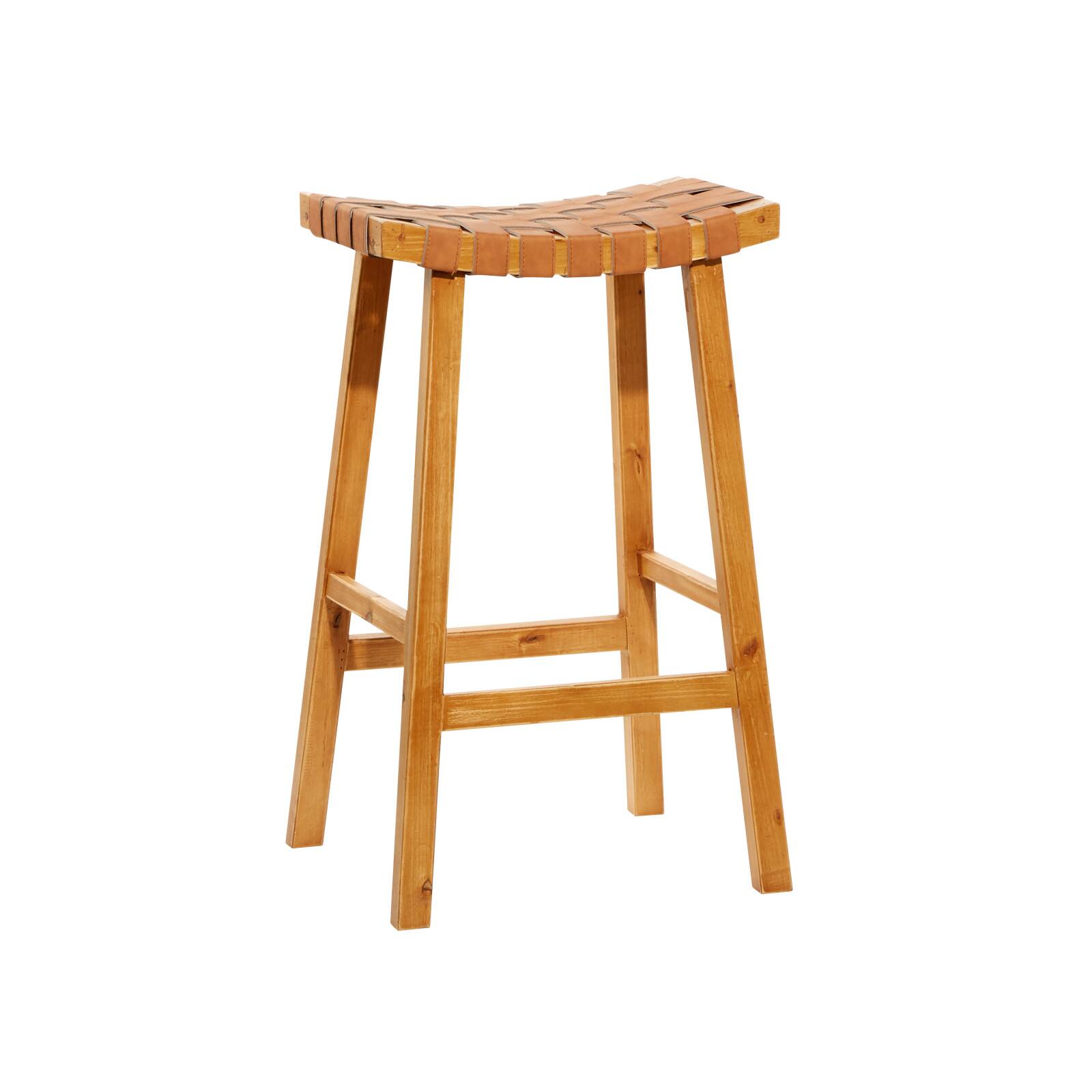 Brown Wood Rustic Bar Stool 30" x 18" x 11"