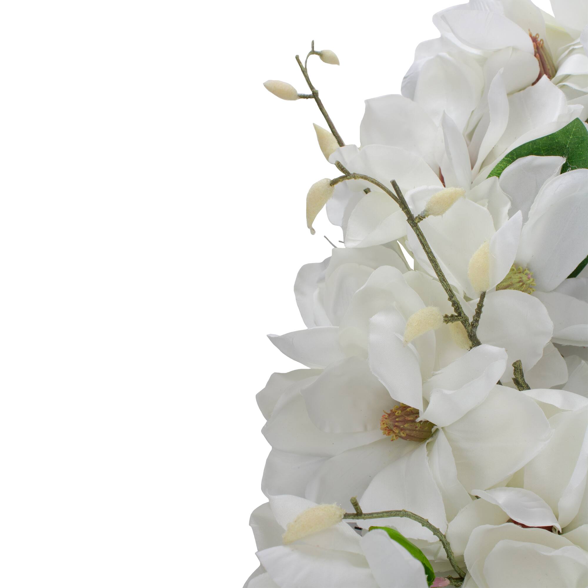 24&#x22; White Magnolia Artificial Spring Wreath