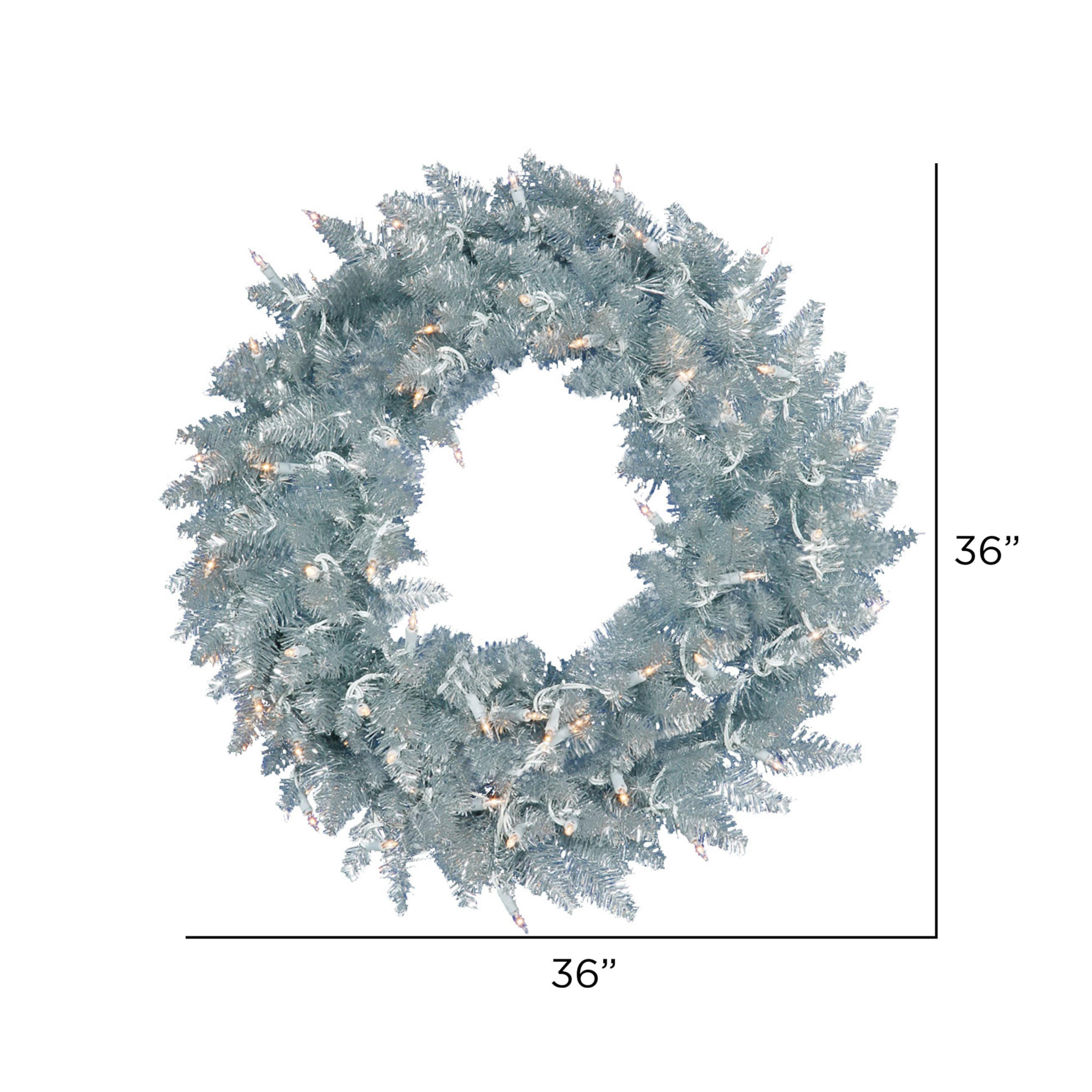 36&#x22; Pre-Lit Silver Fir Artificial Christmas Wreath, Warm White Dura-Lit LED Lights