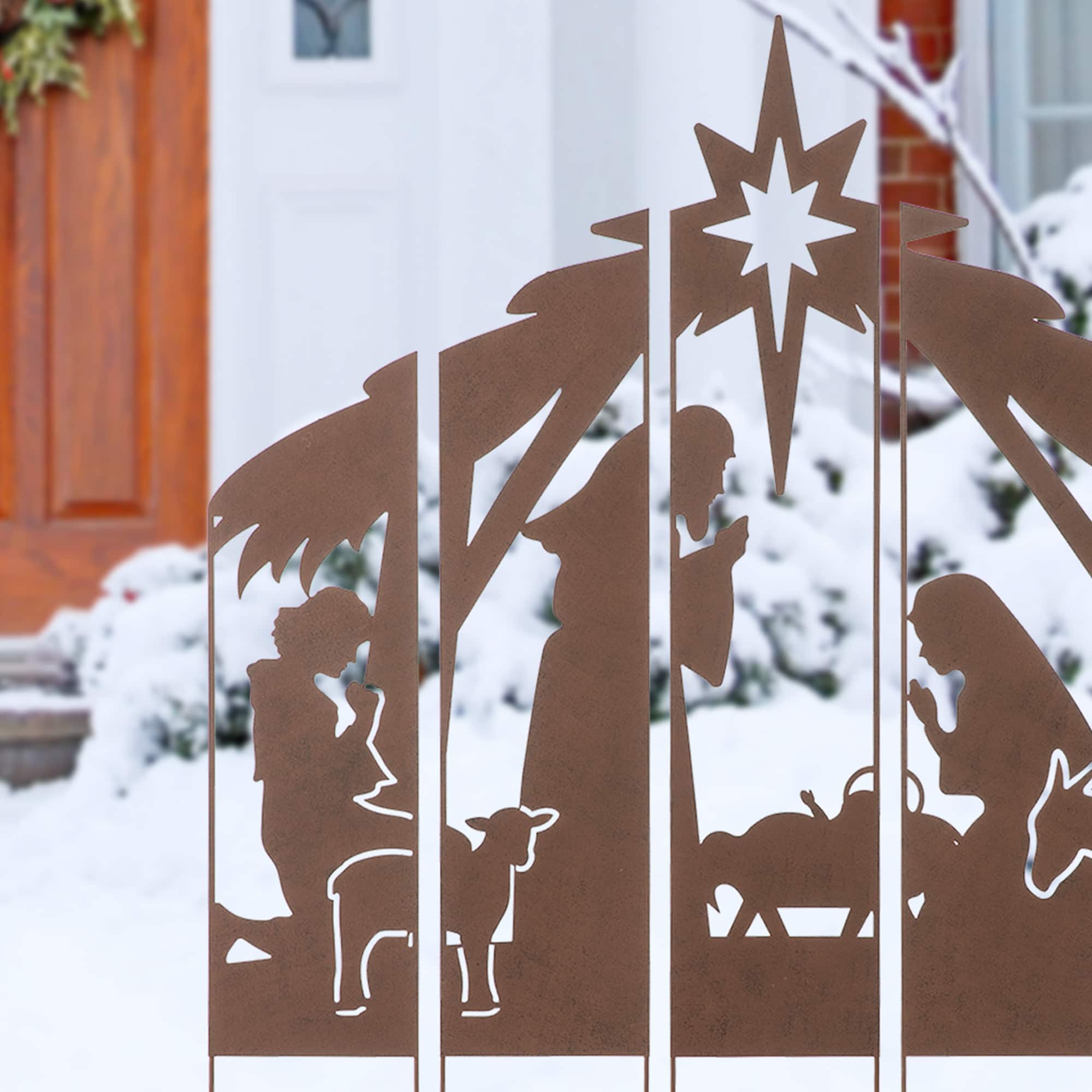 Glitzhome® 41.5'' Metal Nativity Combo Yardstake