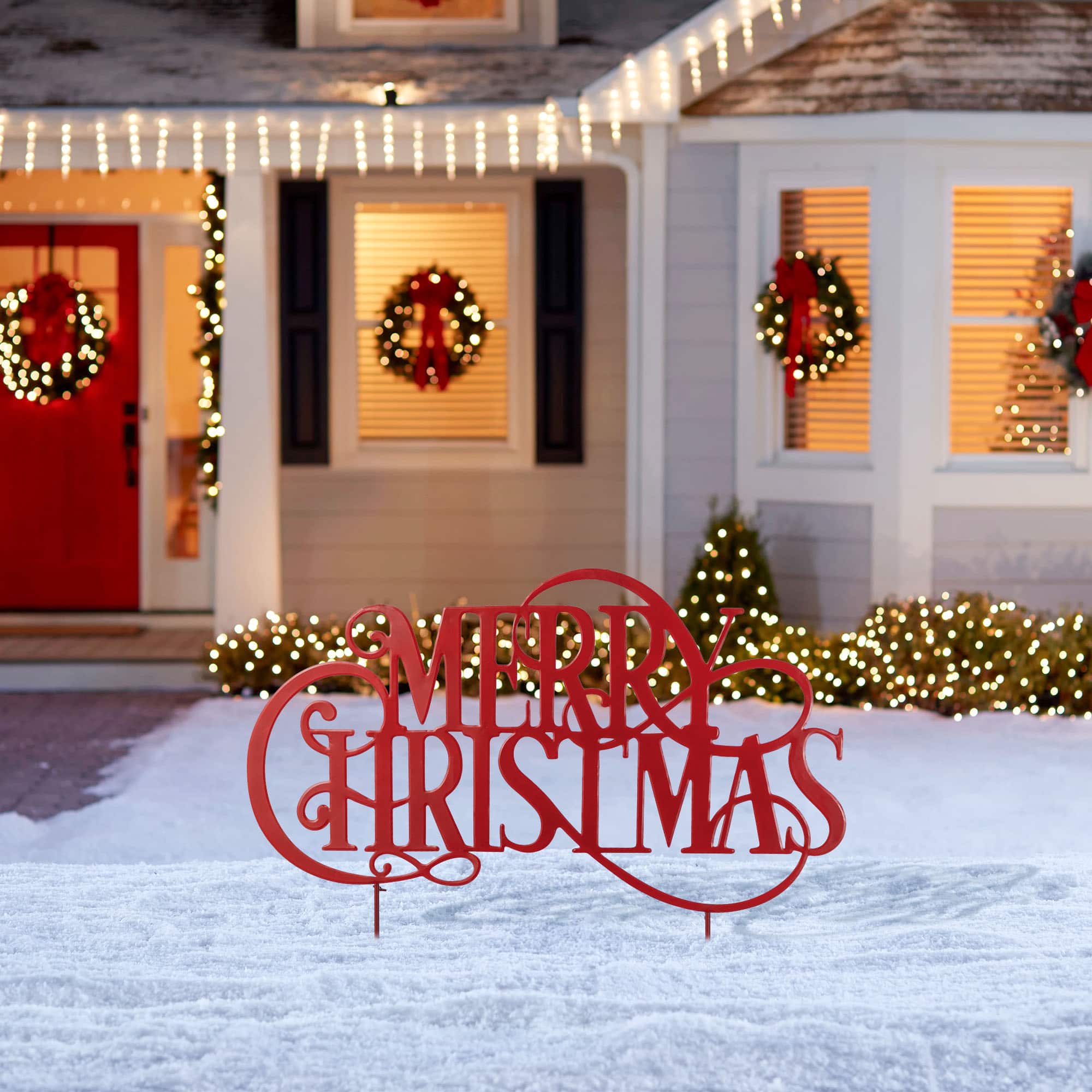 Glitzhome&#xAE; 36&#x22; Oversized Metal Christmas &#x22;MERRY CHRISTMAS&#x22; Yard Stake