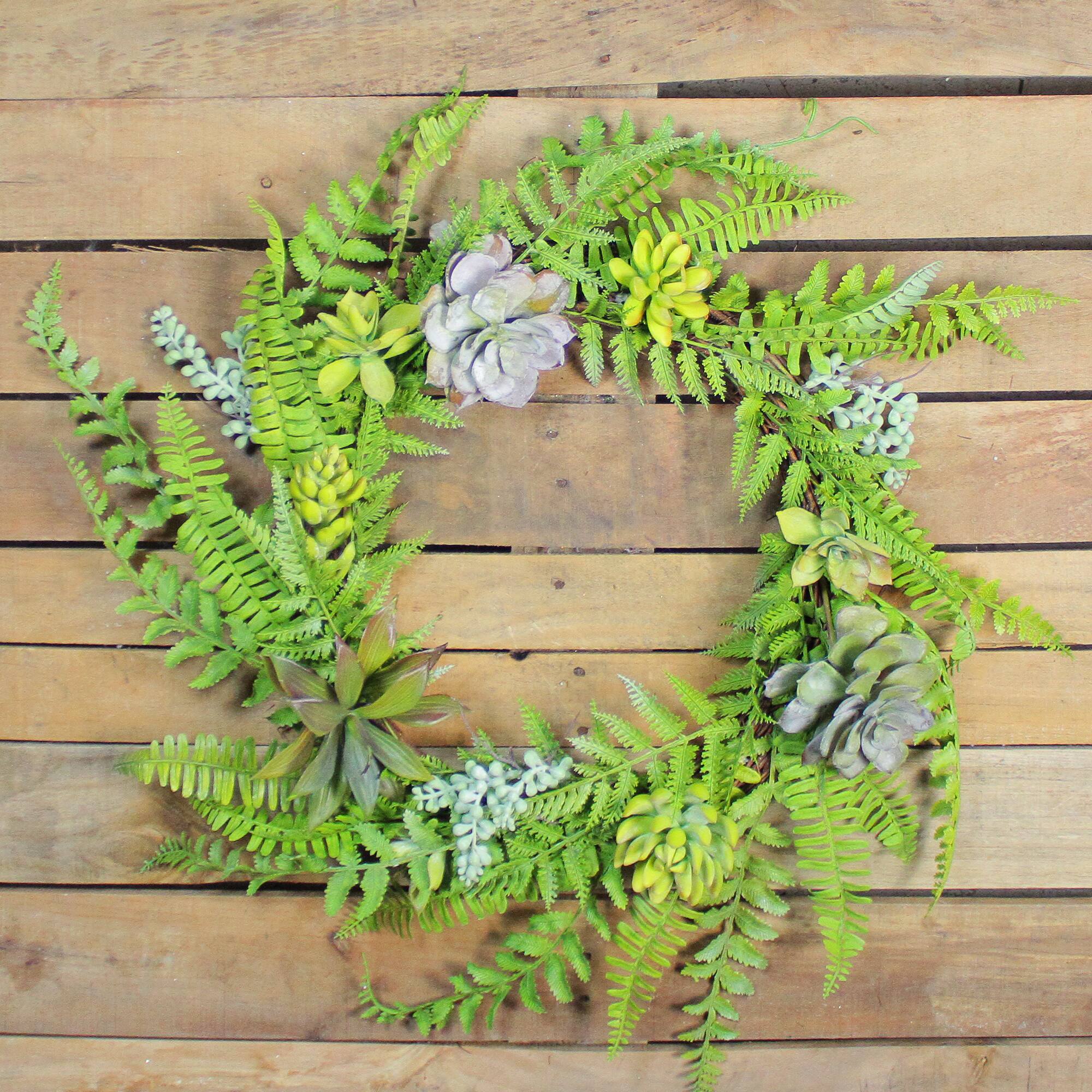 22&#x22; Succulents &#x26; Leaves Spring Wreath