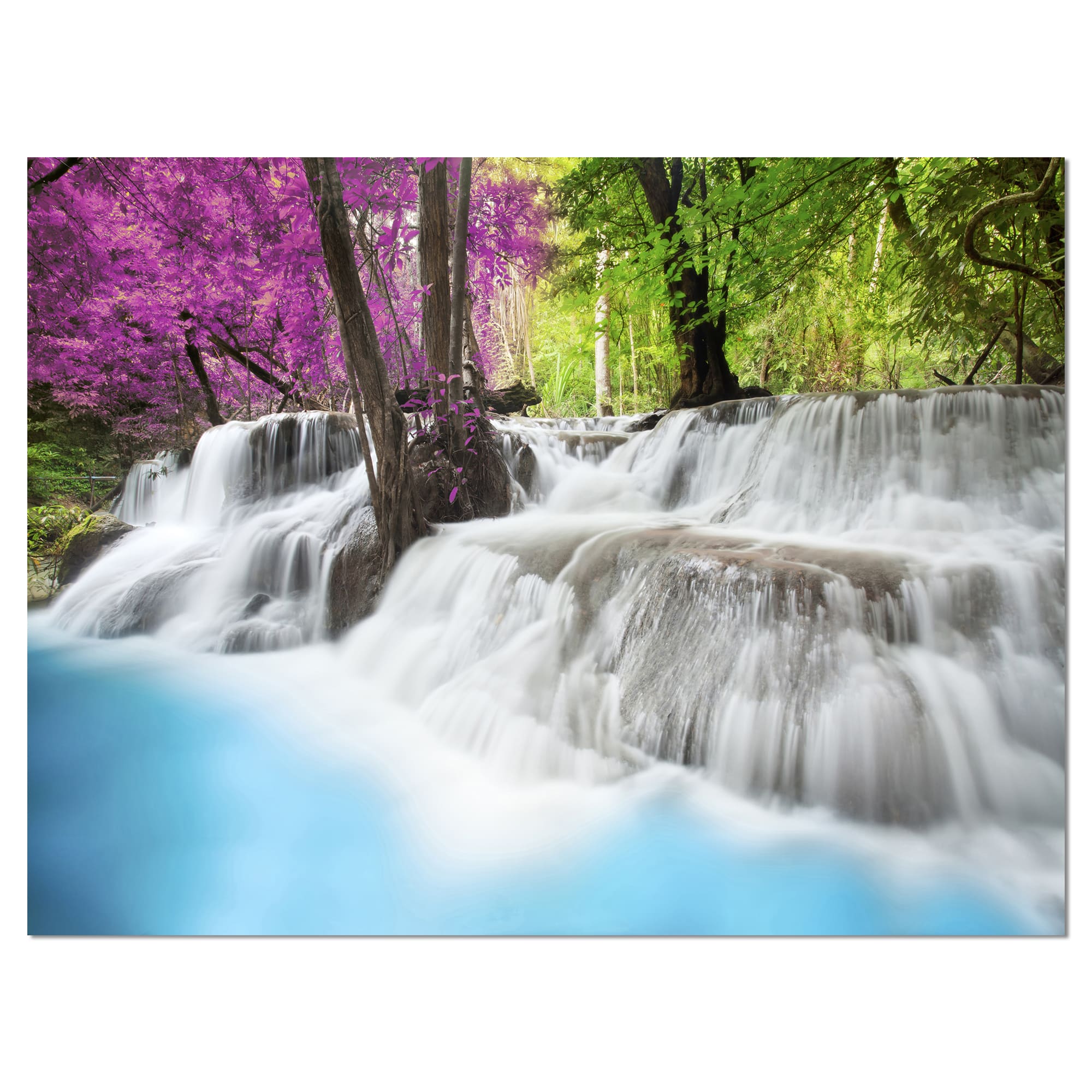 Designart - Erawan Waterfall - Blue - Photography Canvas Art Print