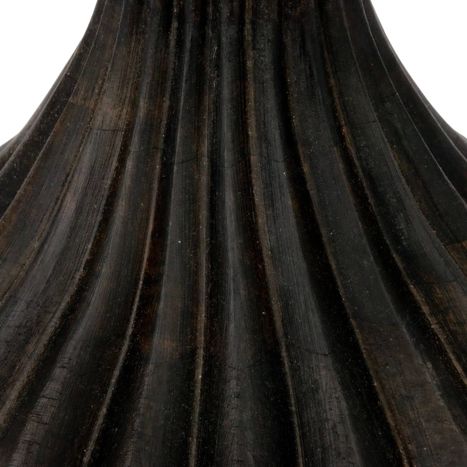 Hello Honey® 24" Black & Natural Mango Wood Pleated Table Lamp with Linen Shade