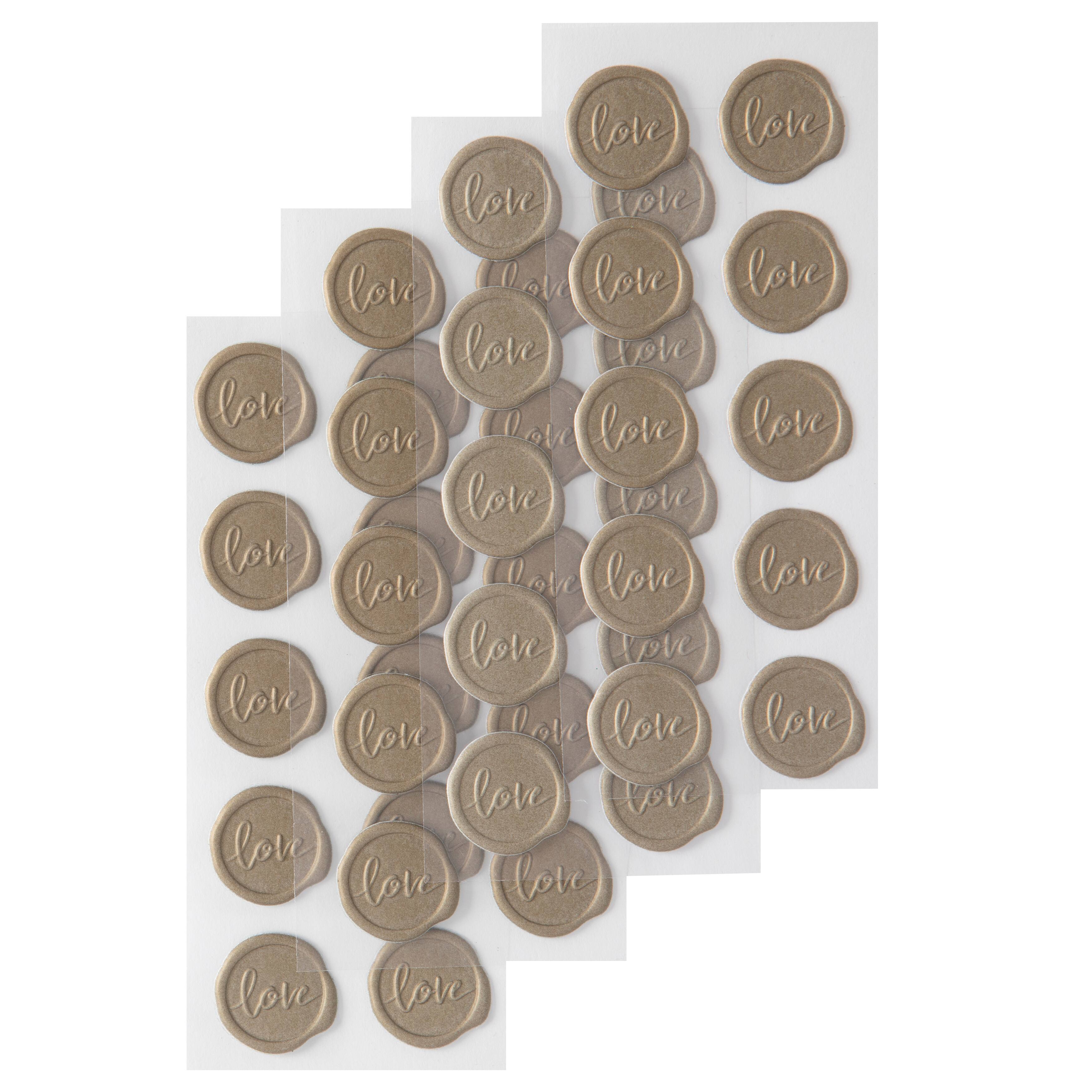 12 Packs: 40 ct. (480 total) Gold Love Faux Wax Envelope Seals by Recollections™