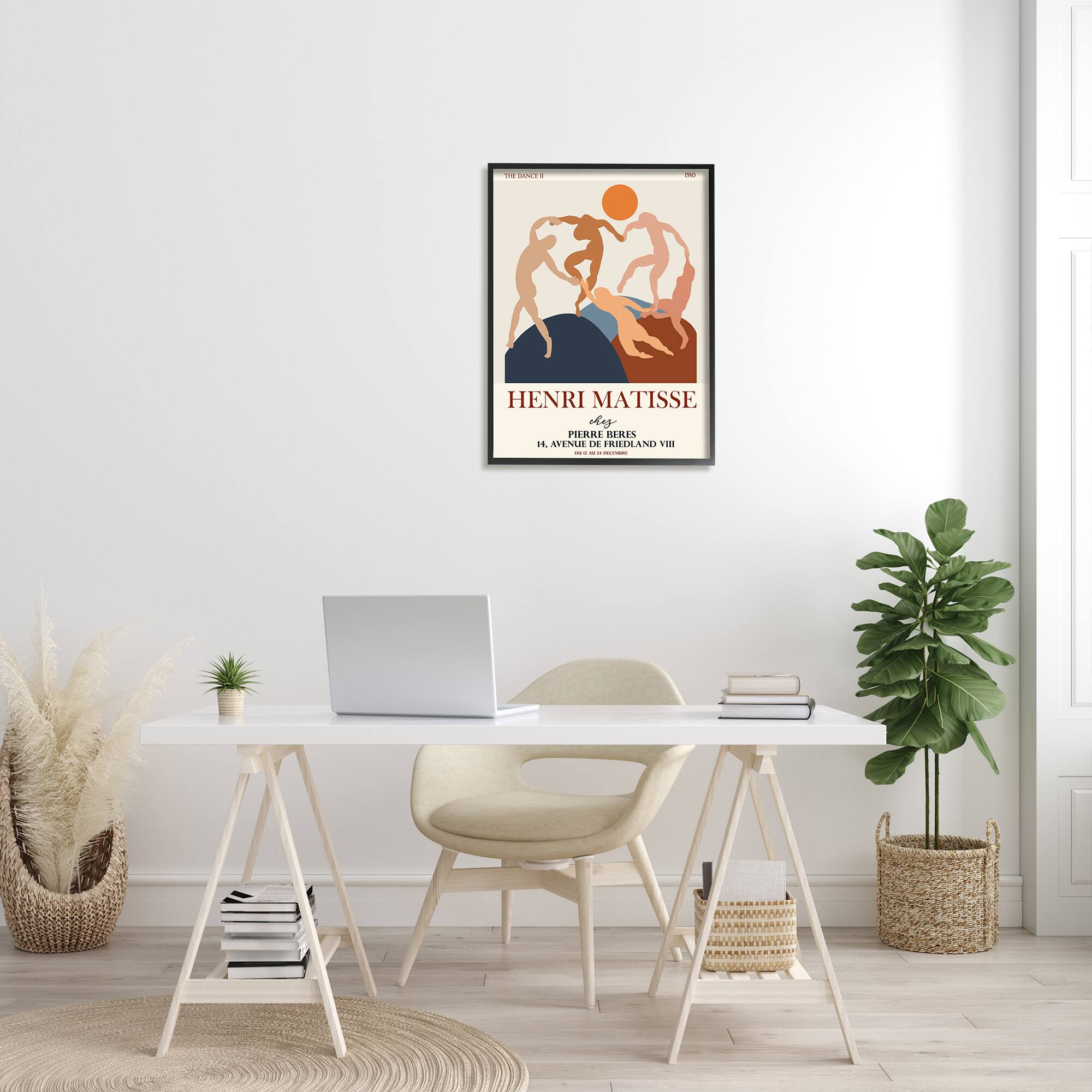 Stupell Industries Matisse Dancing Circle Terracotta Abstract Layered Shapes in Black Frame Wall Art