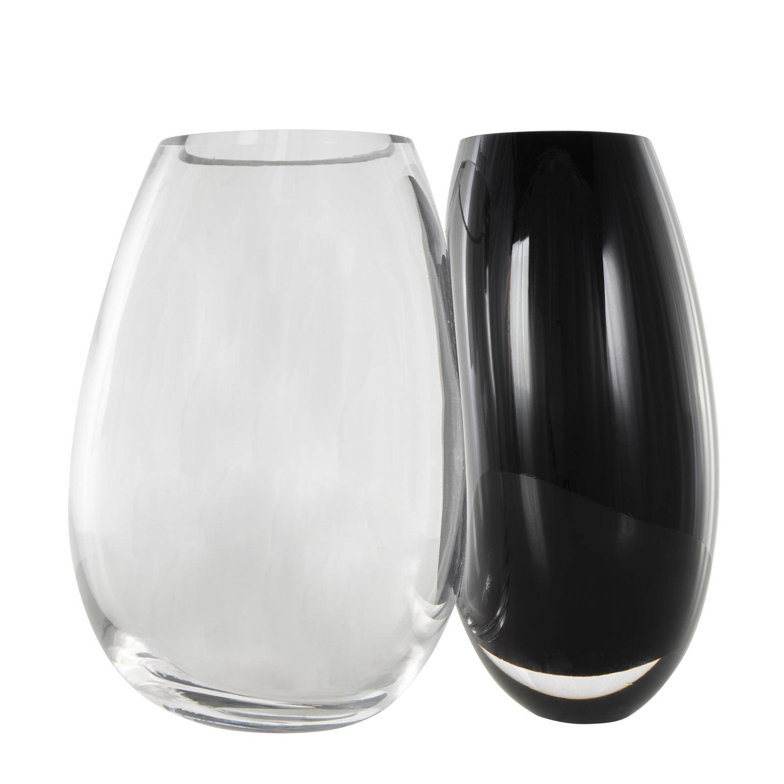 Black & Clear Abstract 2 Opening Recycled Glass Vase