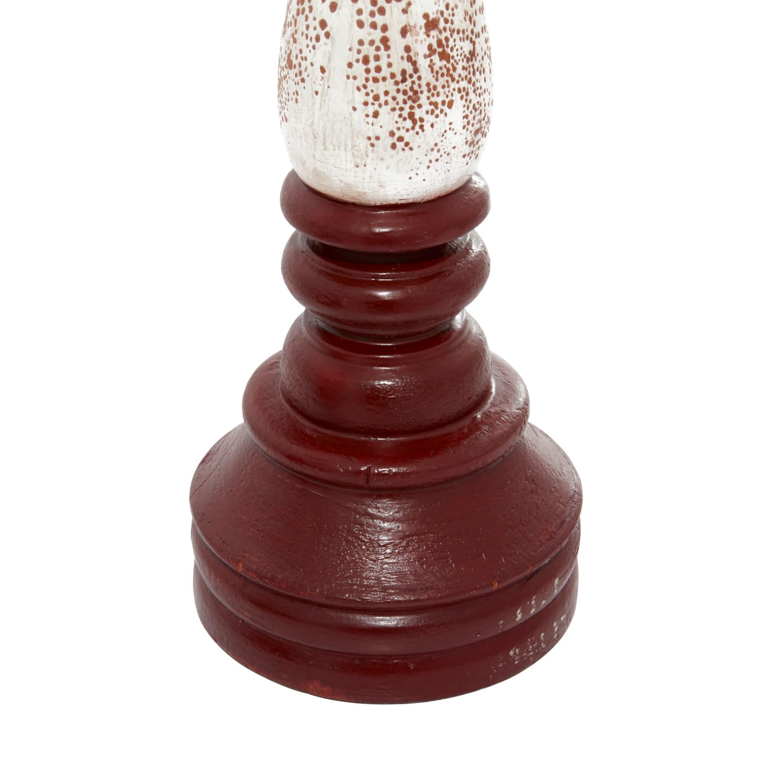 20&#x22; Red &#x26; White Wood Farmhouse Candlestick Holder Set