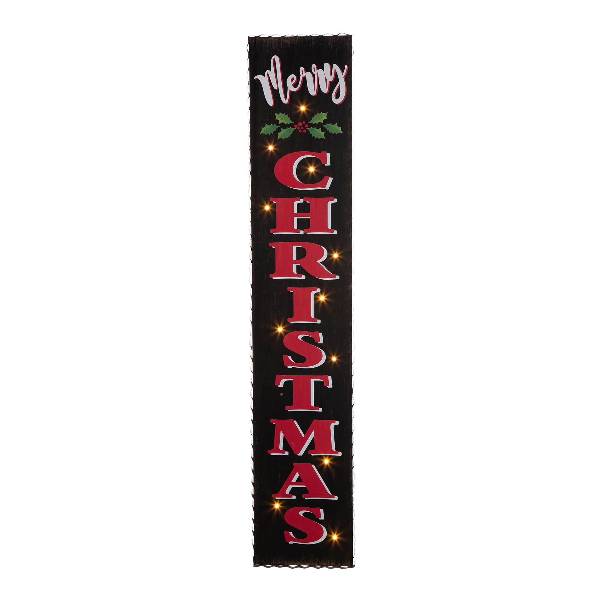 Glitzhome® 3.5ft. LED Black Christmas Porch Sign with Timer
