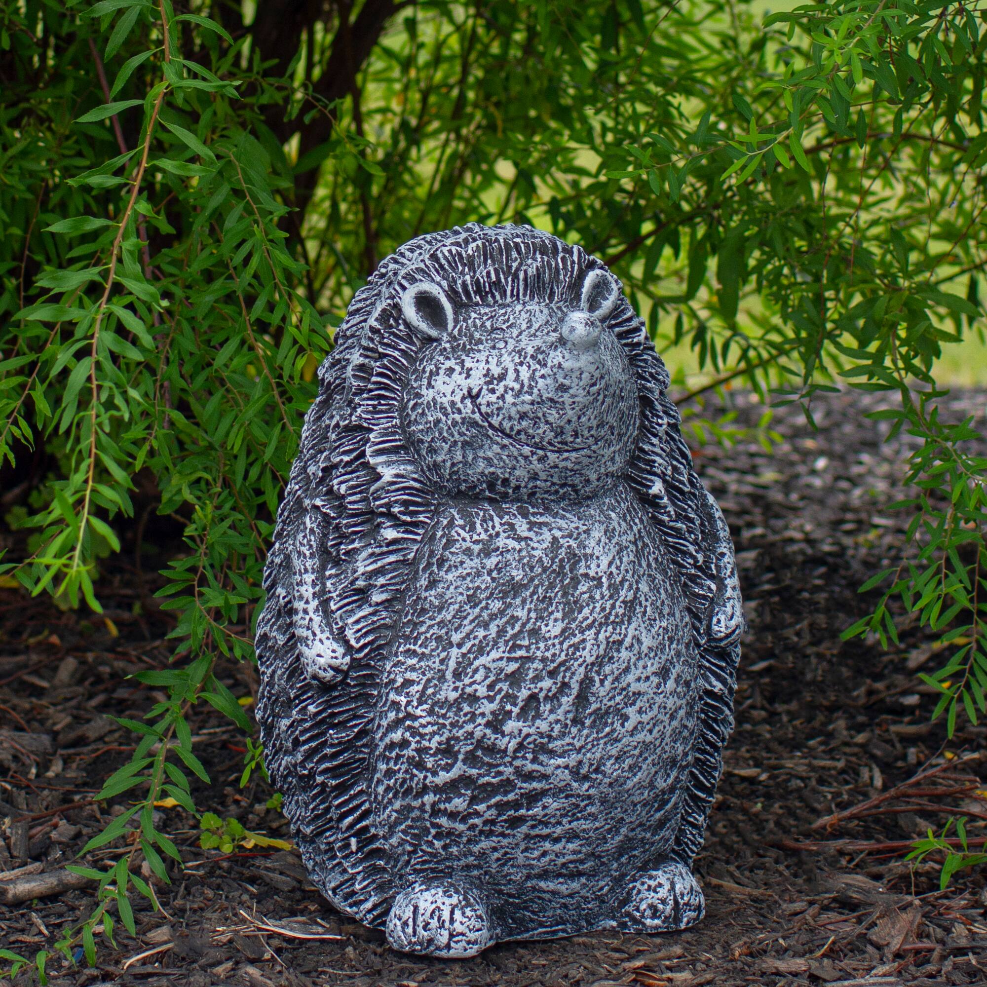 15&#x22; Gray Standing Hedgehog Outdoor Garden Statue