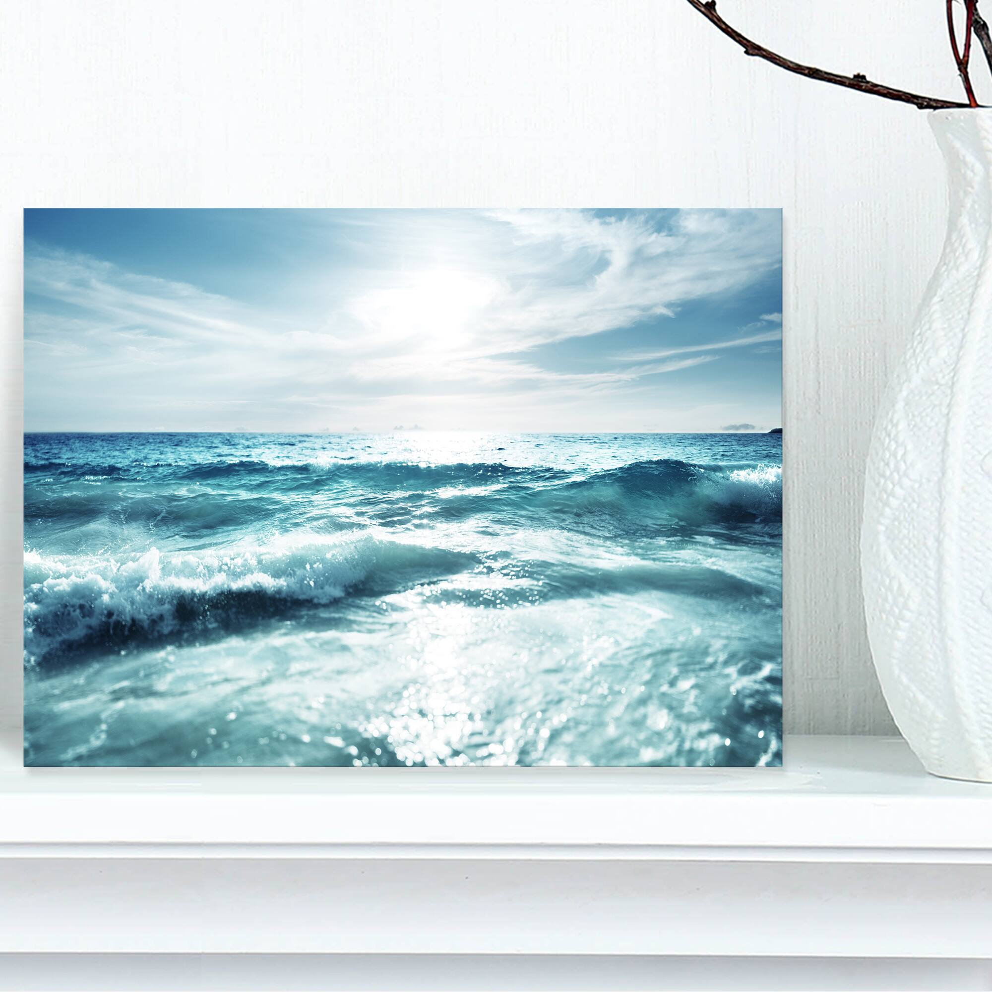 Designart - Seychelles Beach at Sunset - Seascape Canvas Art Print
