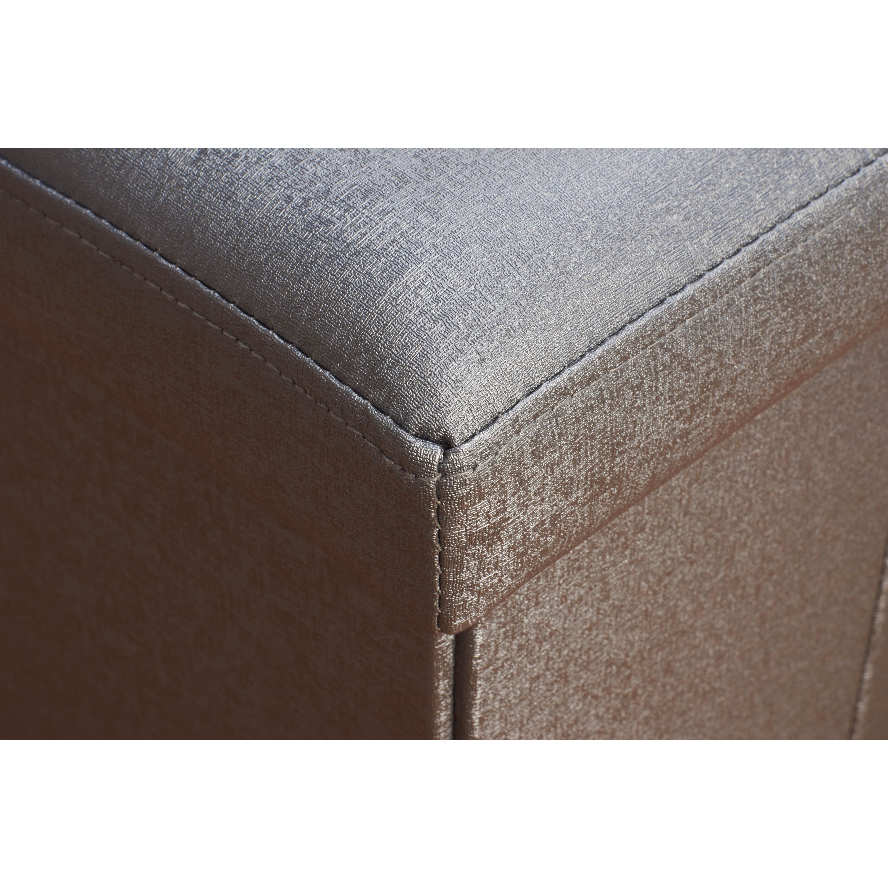 Simplify Metallic Faux Leather Folding Storage Ottoman Cube