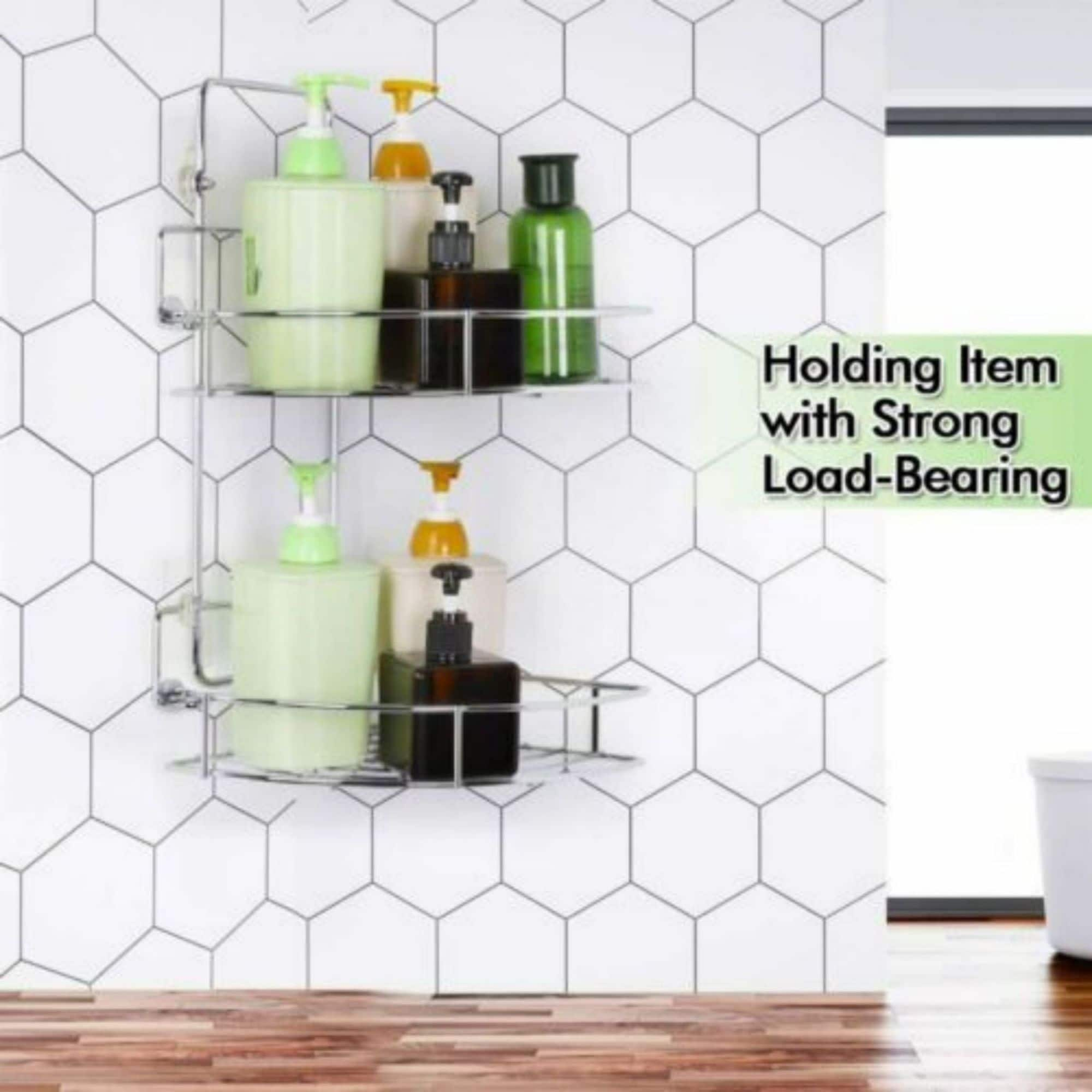 Silver 2-Tier Bathroom Shelf Storage