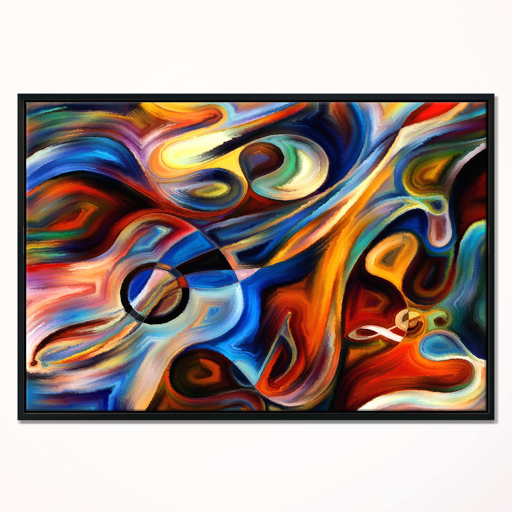 Designart - Abstract Music and Rhythm - Abstract Framed Canvas Art Print
