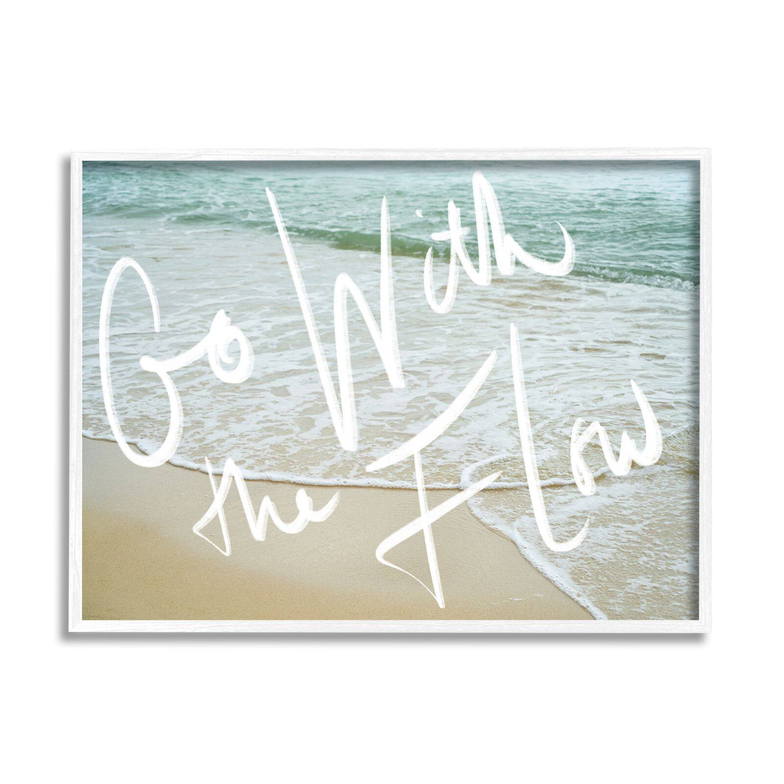 Stupell Industries Go With the Flow Phrase Incoming Beach Tide Framed Wall Art