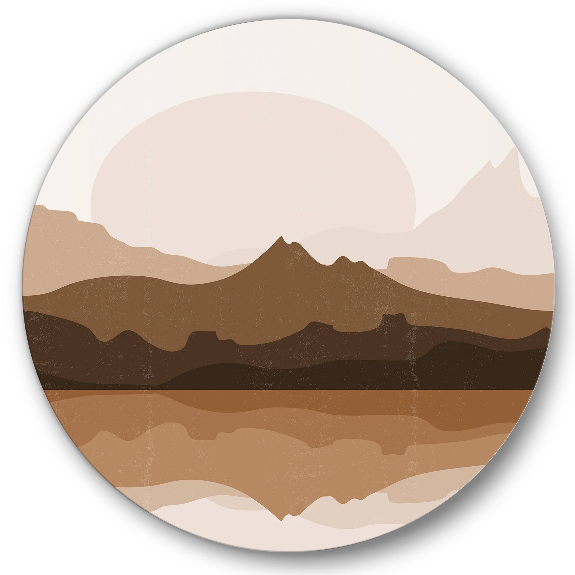 Designart - Minimalist Terracotta Landscape - Modern Metal Circle Wall Art