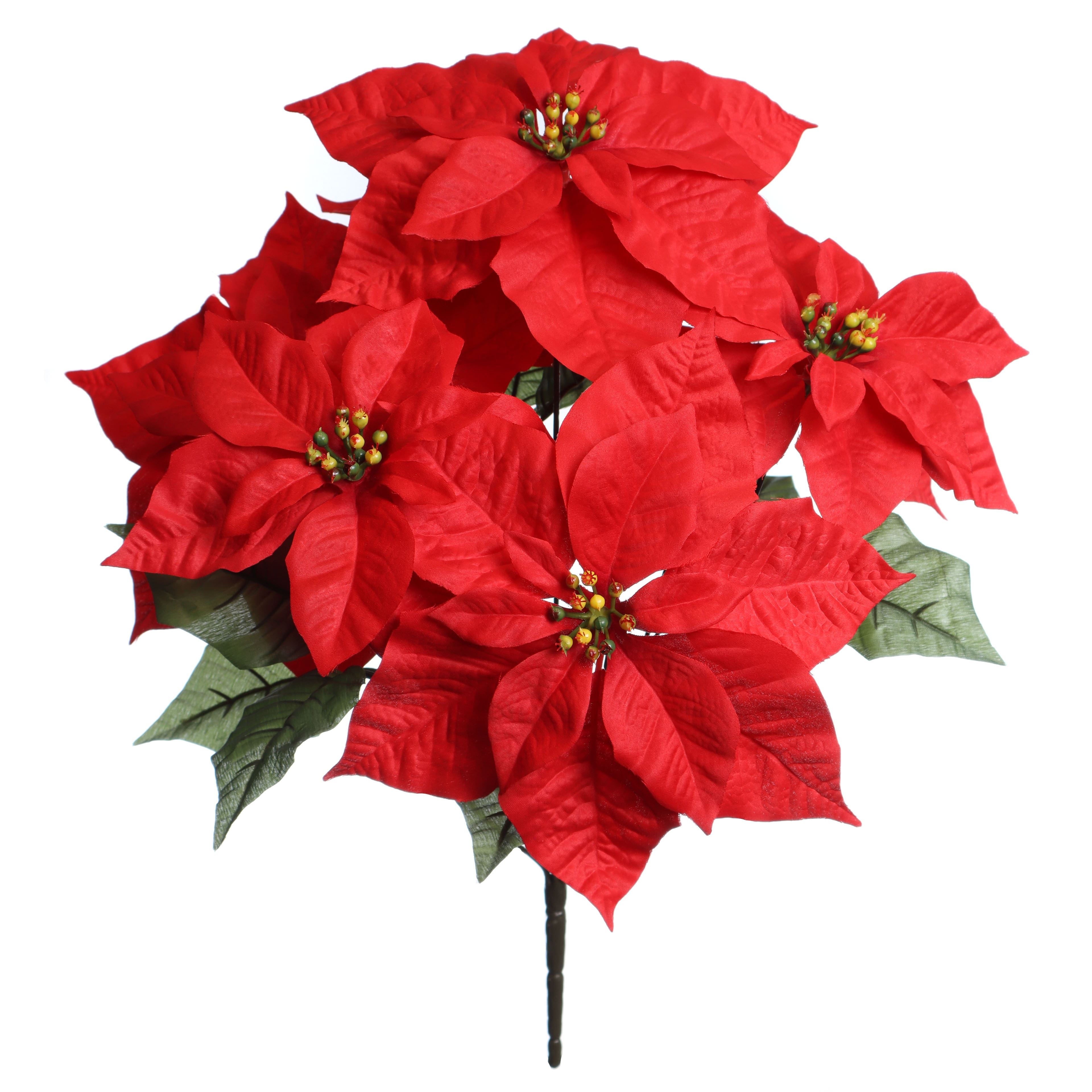 19" Deluxe Water-Resistant Red Poinsettia Bush by Ashland®