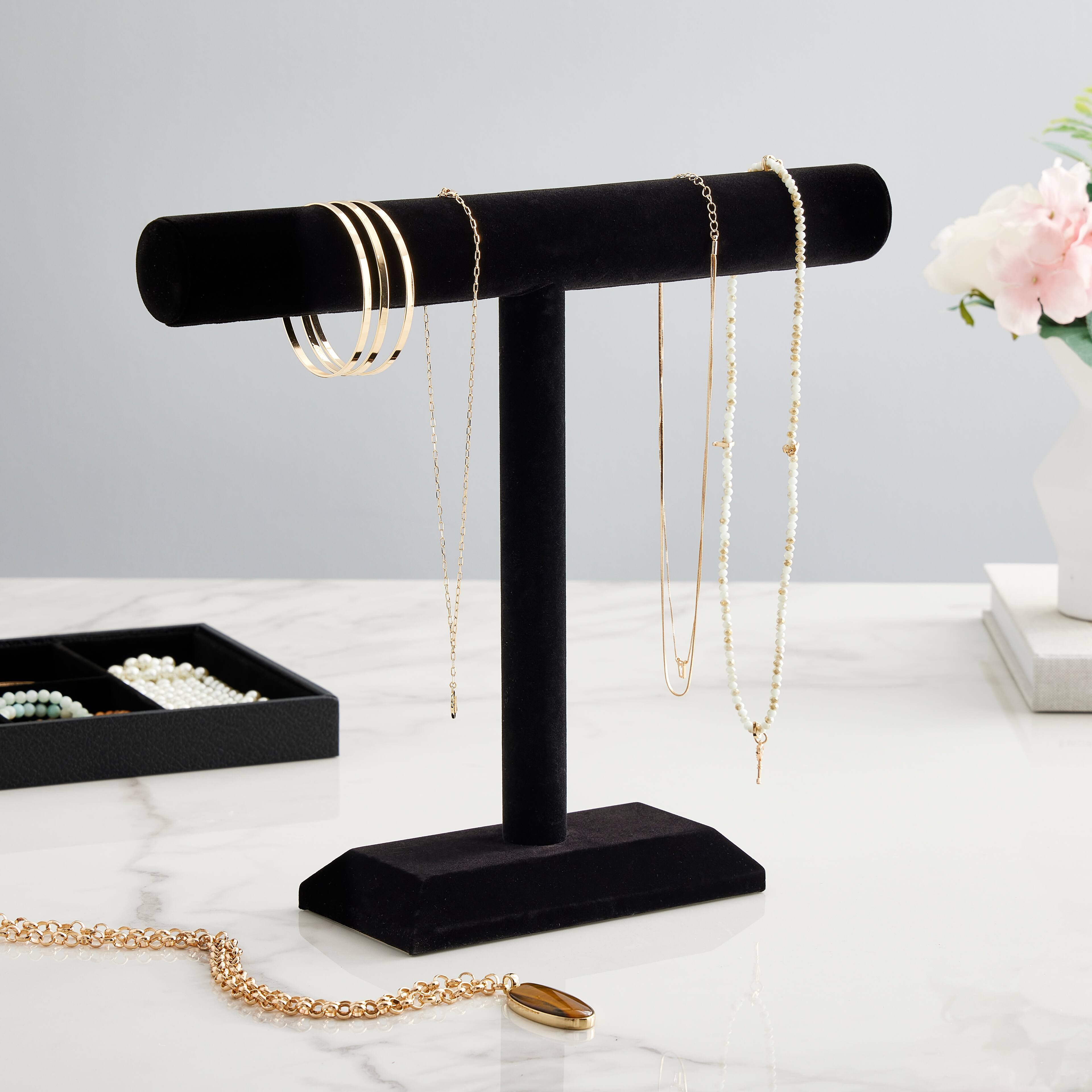 8 Pack: 12" Black Velvet Single Bar Jewelry Stand by Bead Landing™