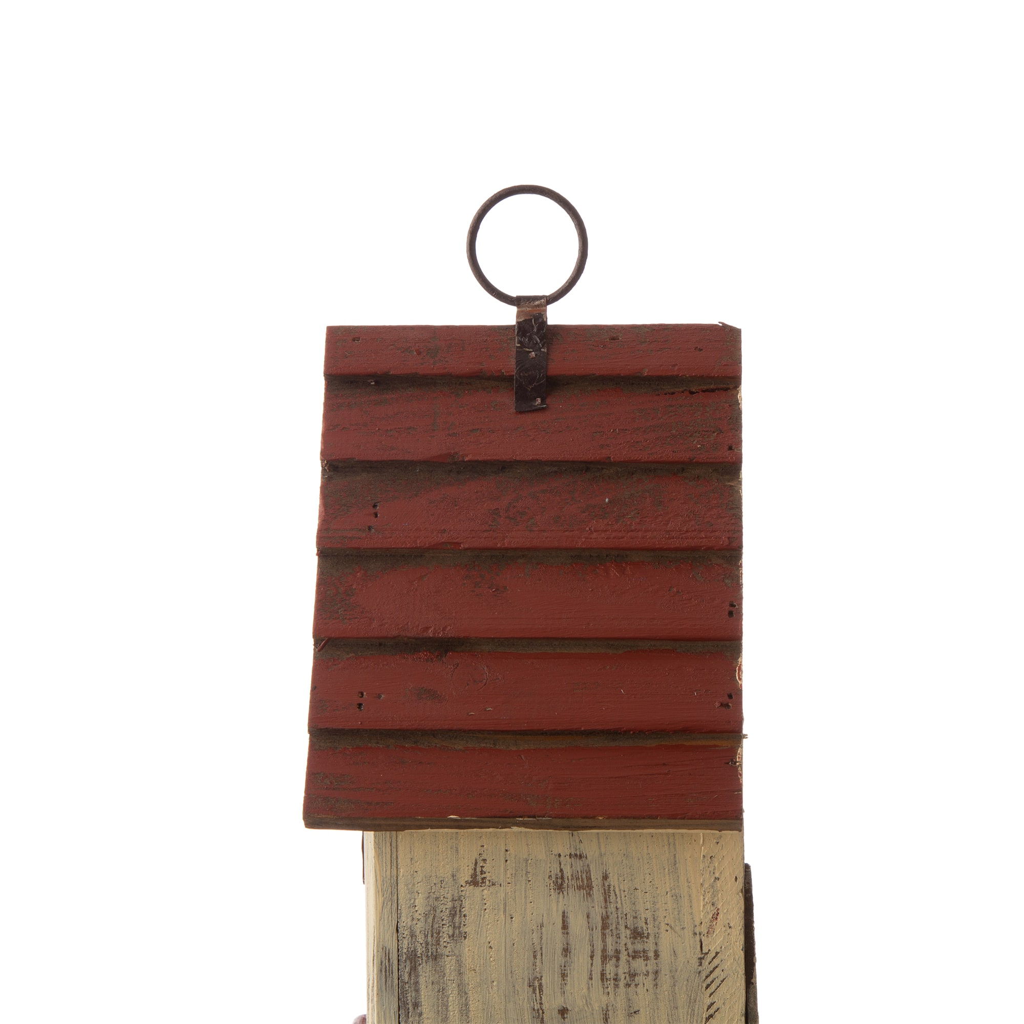 Glitzhome® Tall White & Red Distressed Wood Bird House