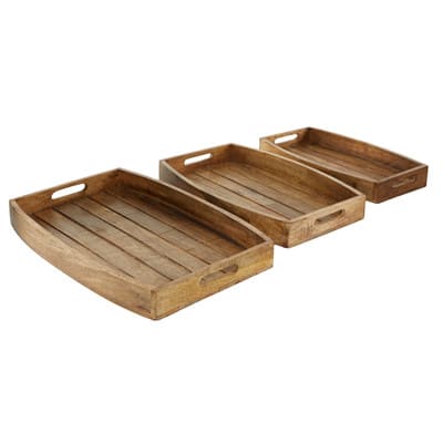 Rustic Brown Mango Wood Rustic Tray Set | Michaels