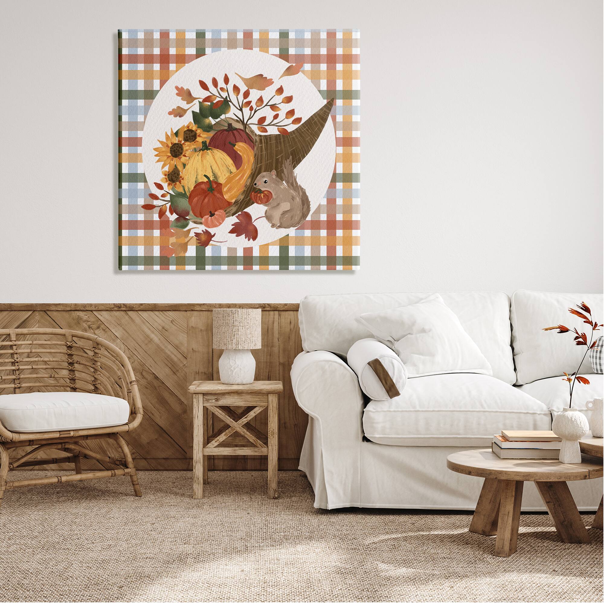 Stupell Industries Abundant Harvest Tartan Cornucopia Canvas Wall Art