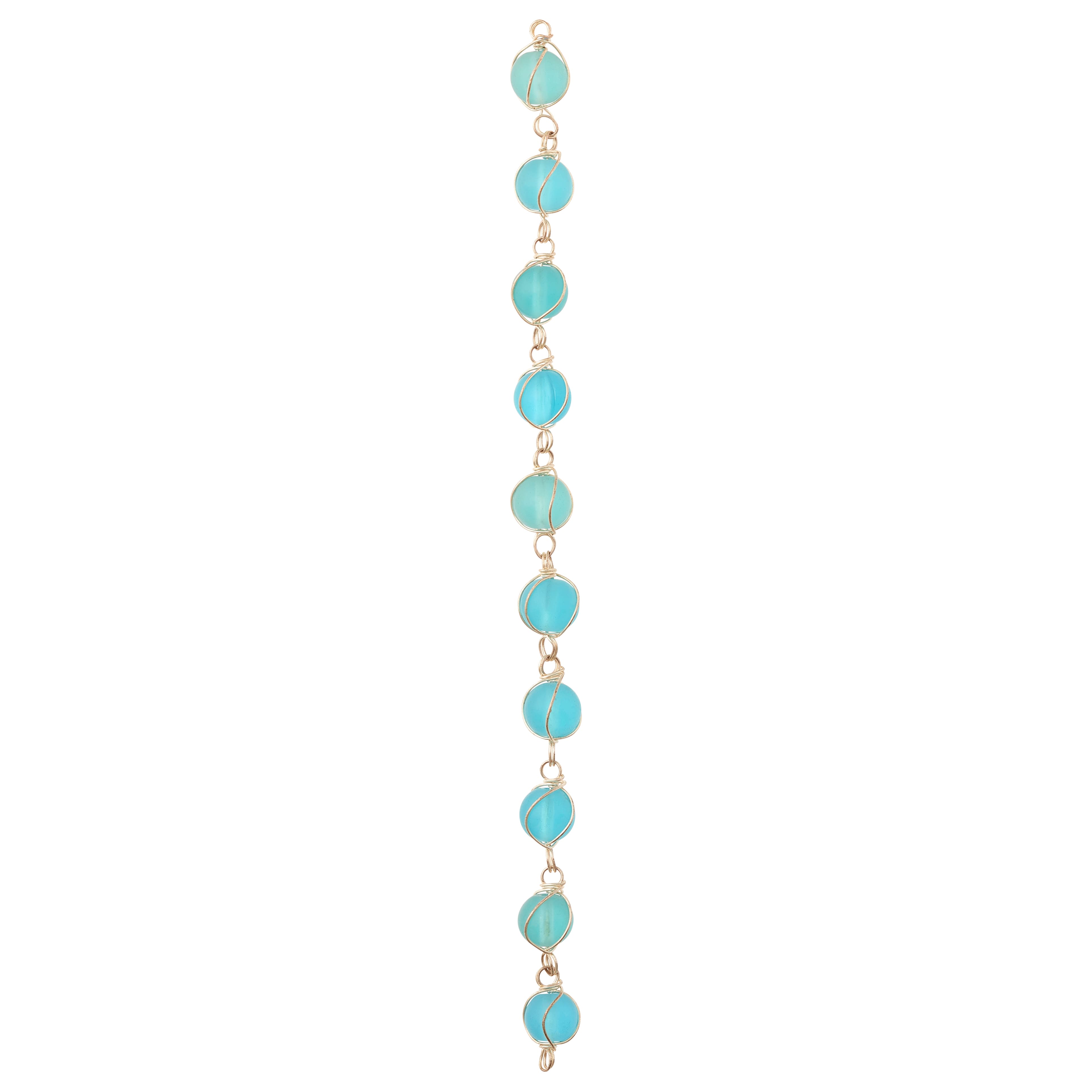 12 Pack: Aqua Wire-Wrapped Glass Beads, 10mm by Bead Landing™