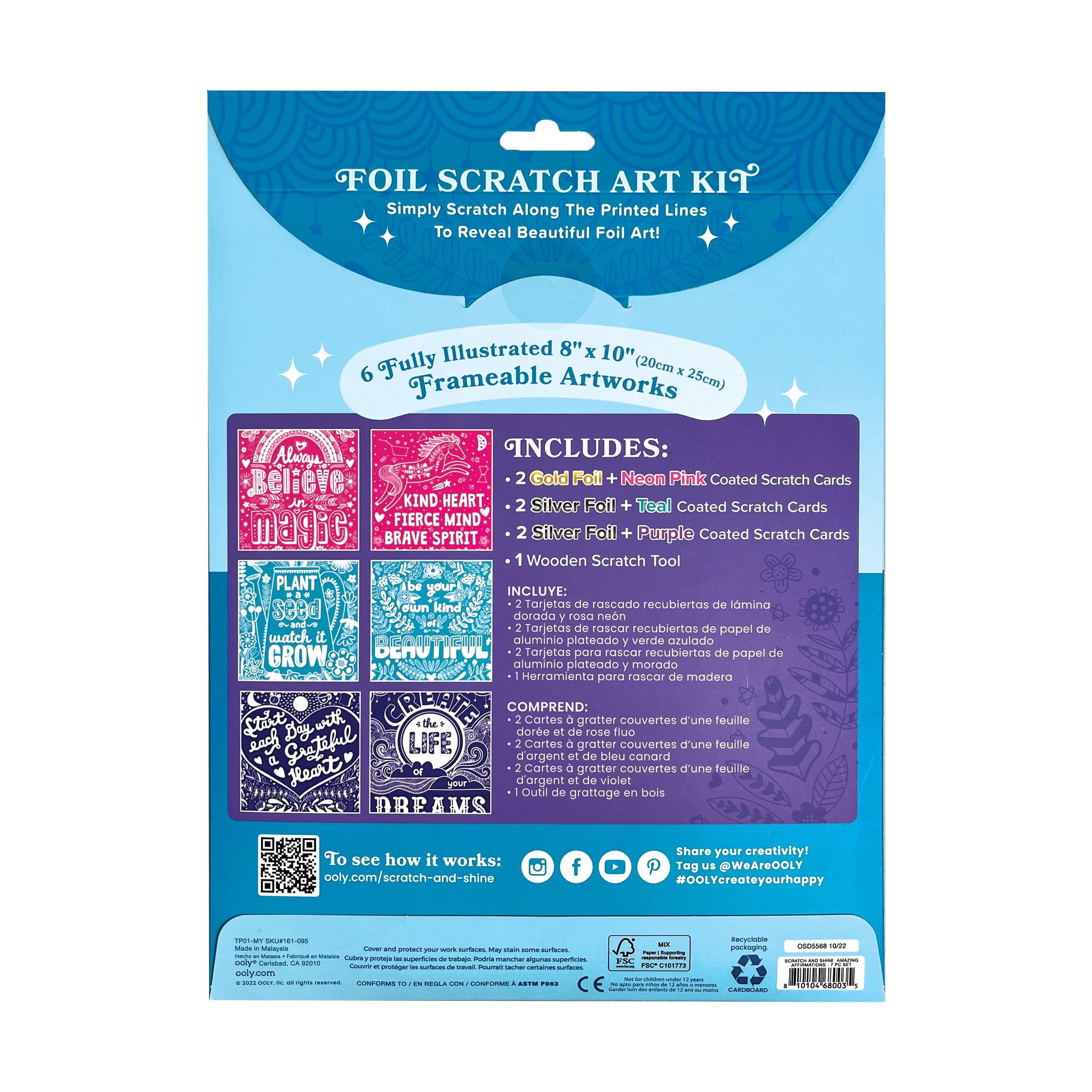 OOLY Scratch &#x26; Shine Amazing Affirmations Foil Scratch Art Kit