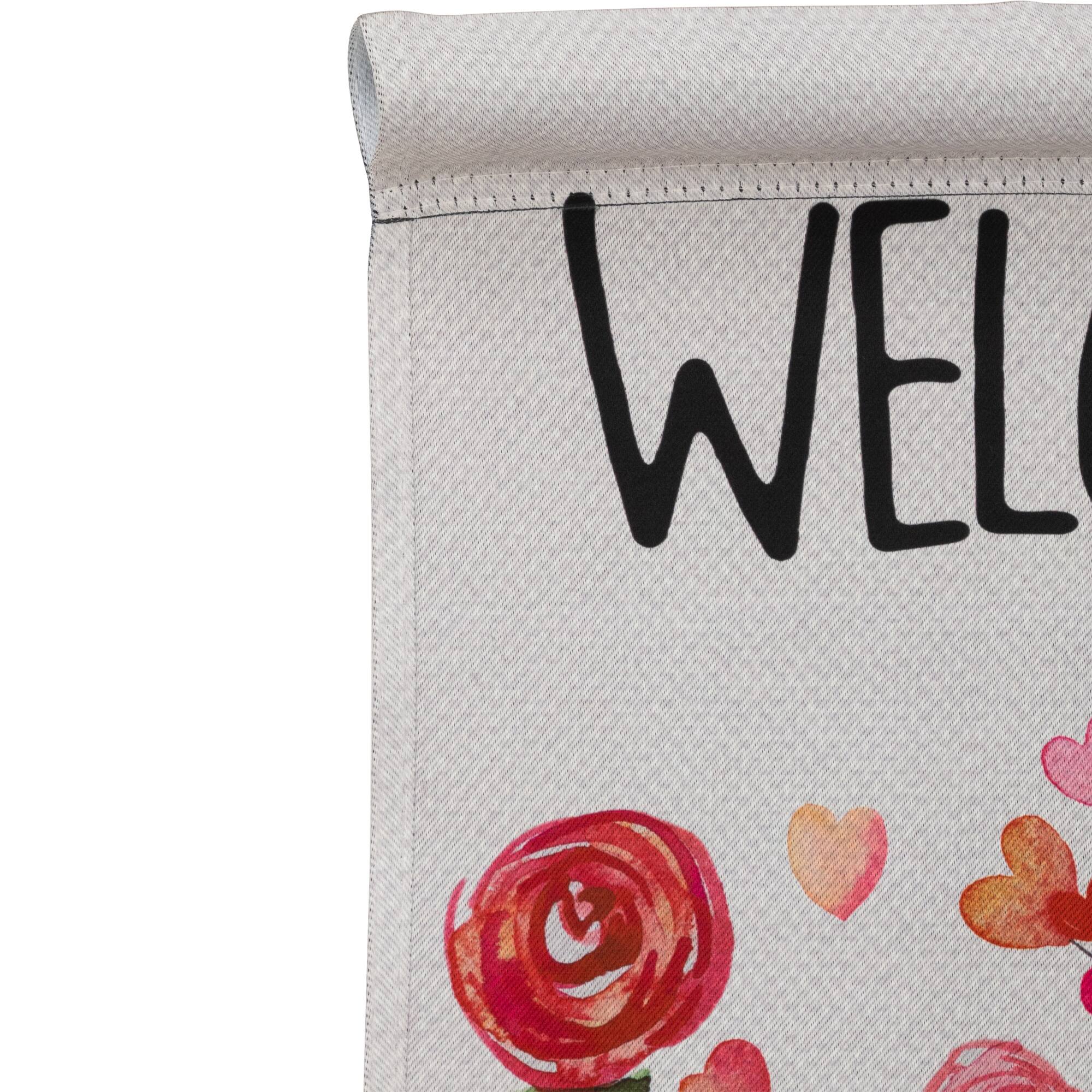 18&#x22; Roses &#x26; Hearts Floral Welcome Garden Flag