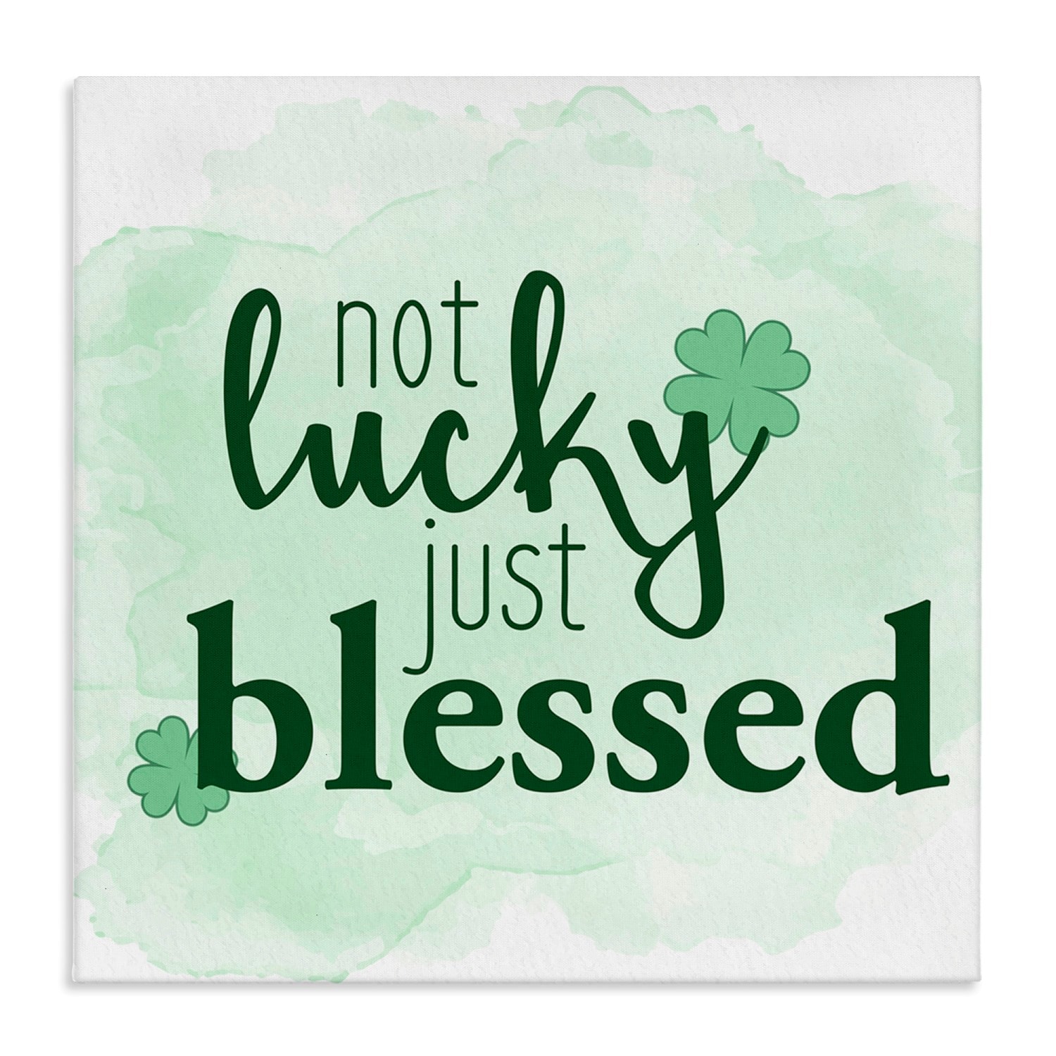 Stupell Industries Just Blessed Green Shamrocks Canvas Wall Art