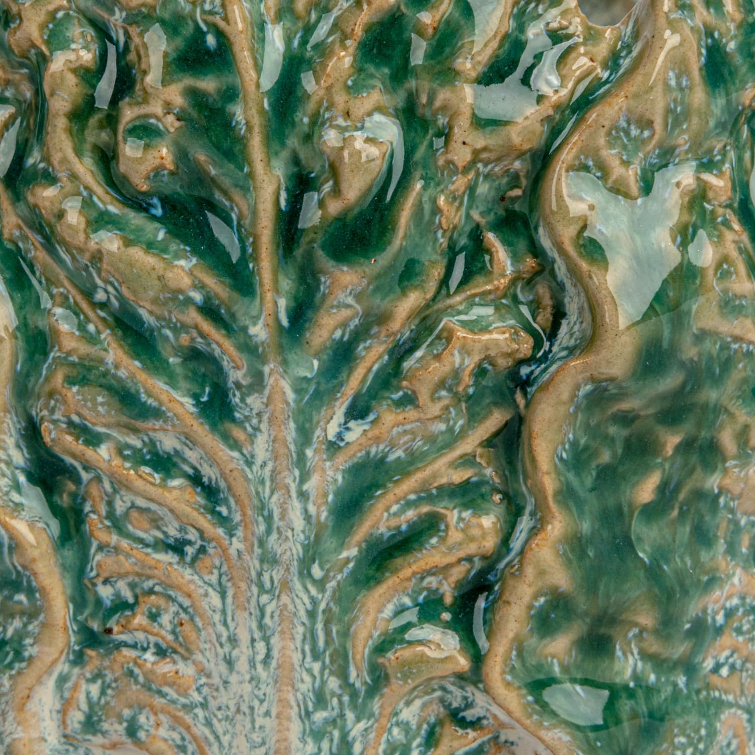 Hello Honey® 5.75" Green Reactive Glaze Embossed Stoneware Cabbage Planter