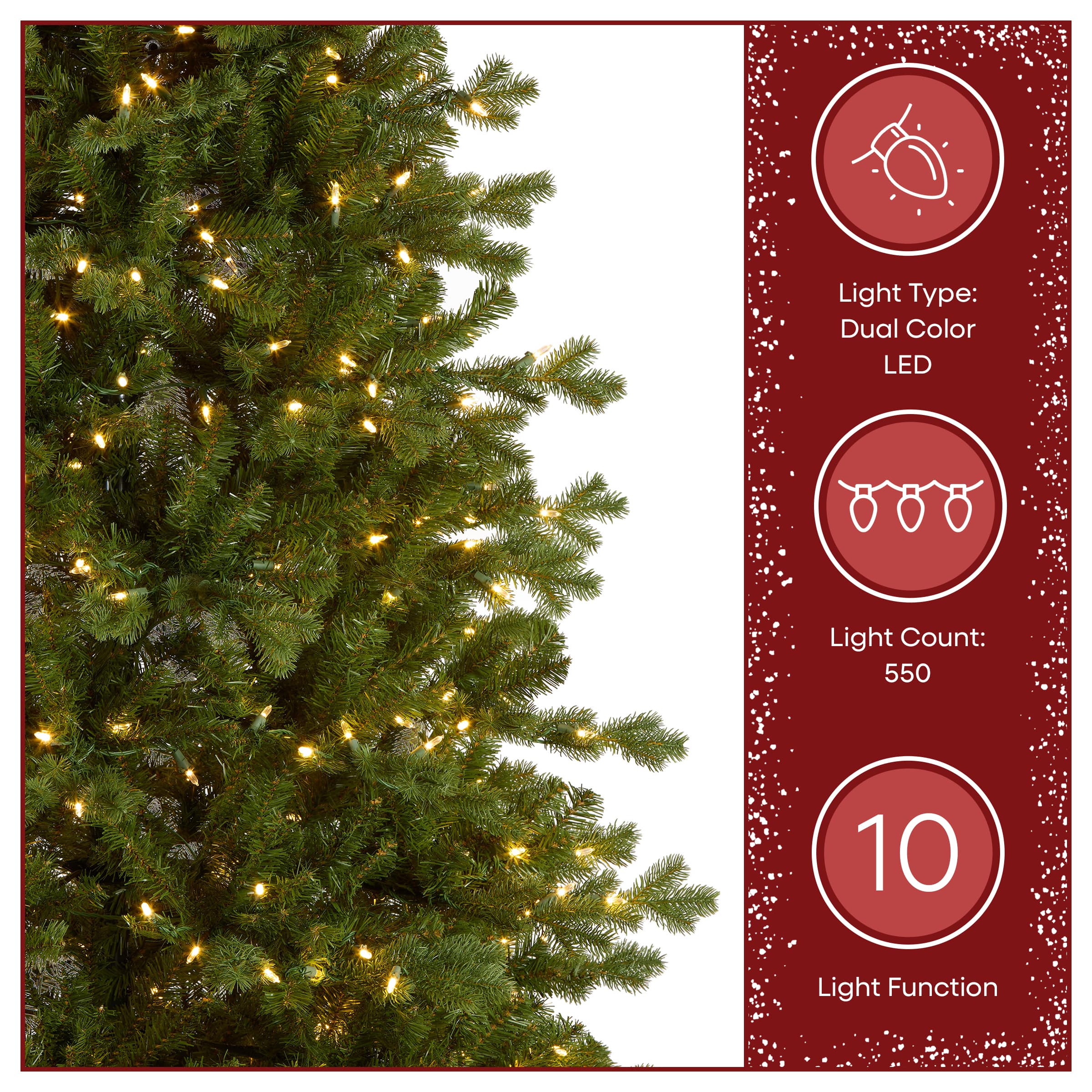 7.5ft. Pre-Lit Northern Spruce Memory-Shape® Artificial Christmas Tree, Dual Color® LED Lights and Music Match®
