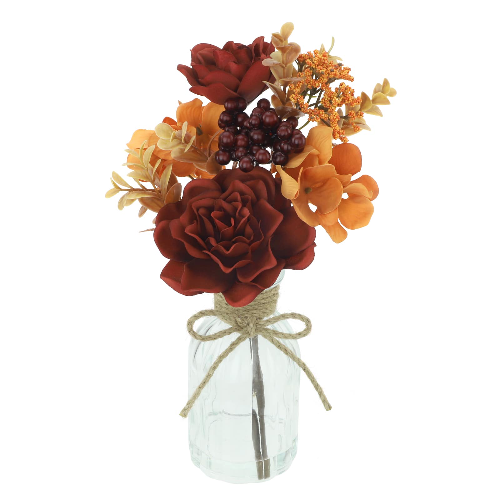 11&#x22; Orange &#x26; Burgundy Hydrangea in Glass by Ashland&#xAE;