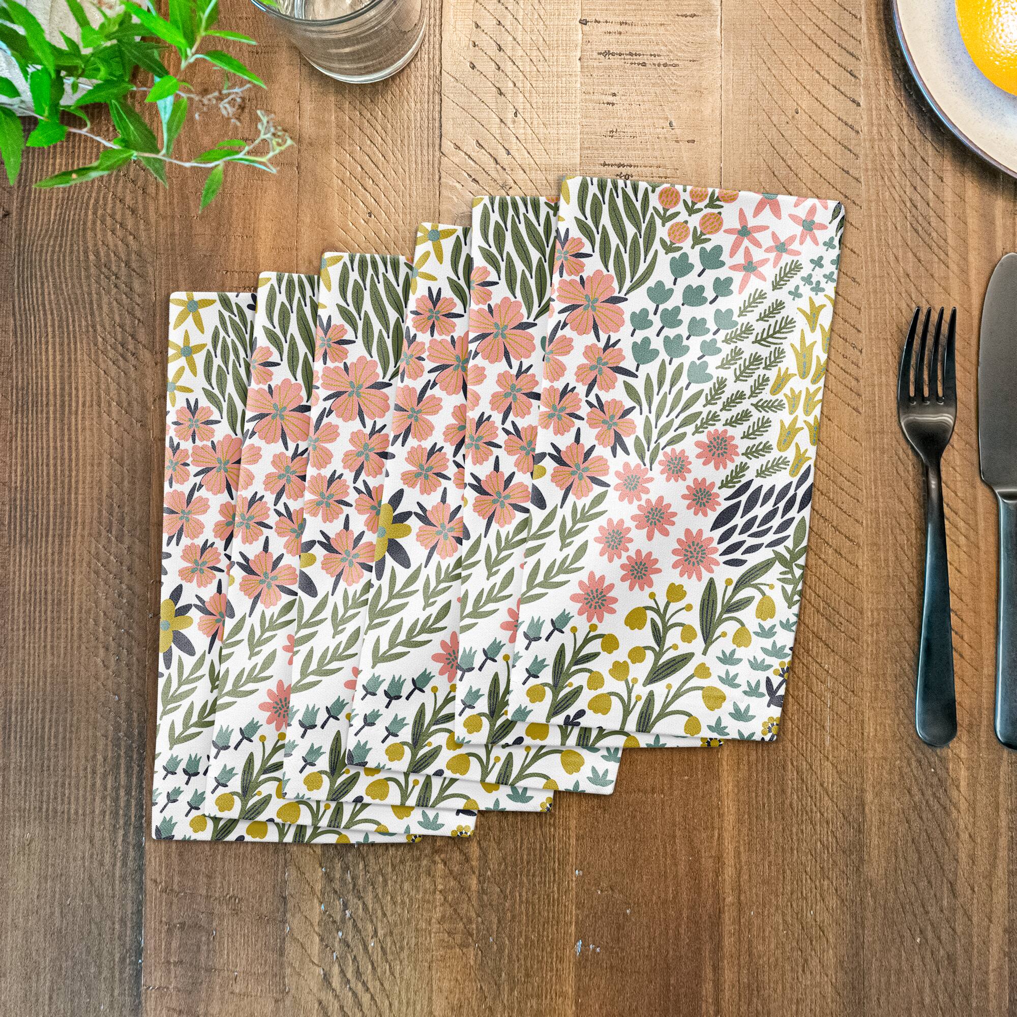 Funky Floral 10&#x22; x 10&#x22; Cotton Twill Napkin