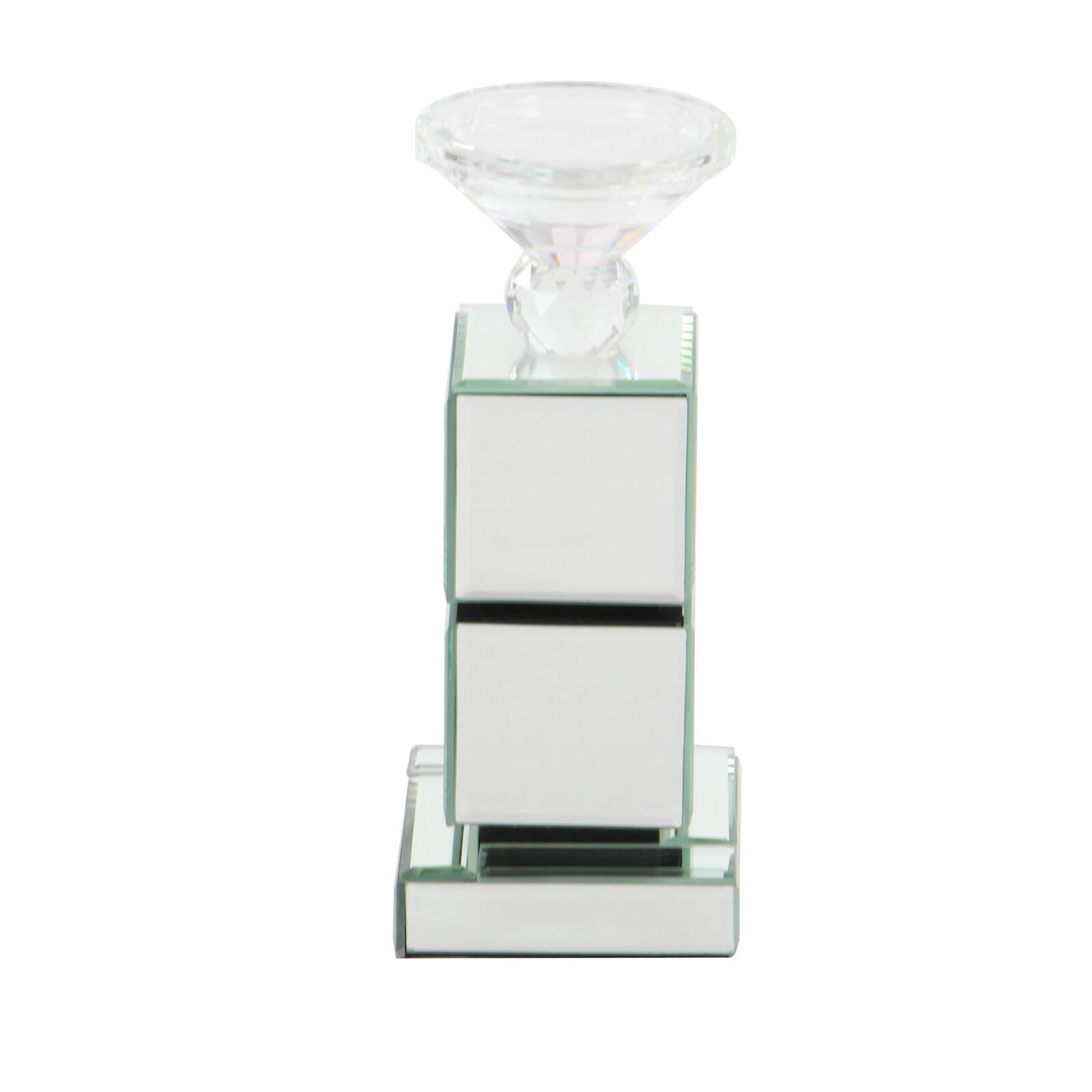 10" Clear Reflective Mirror Glam Candlestick Holder