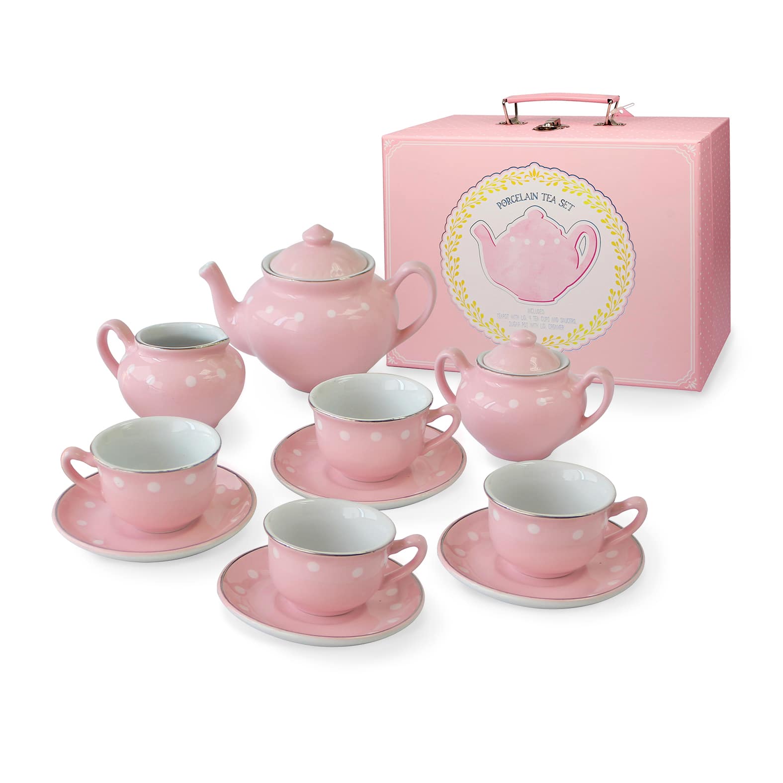 Bright Stripes Pink Porcelain Tea Set | Michaels