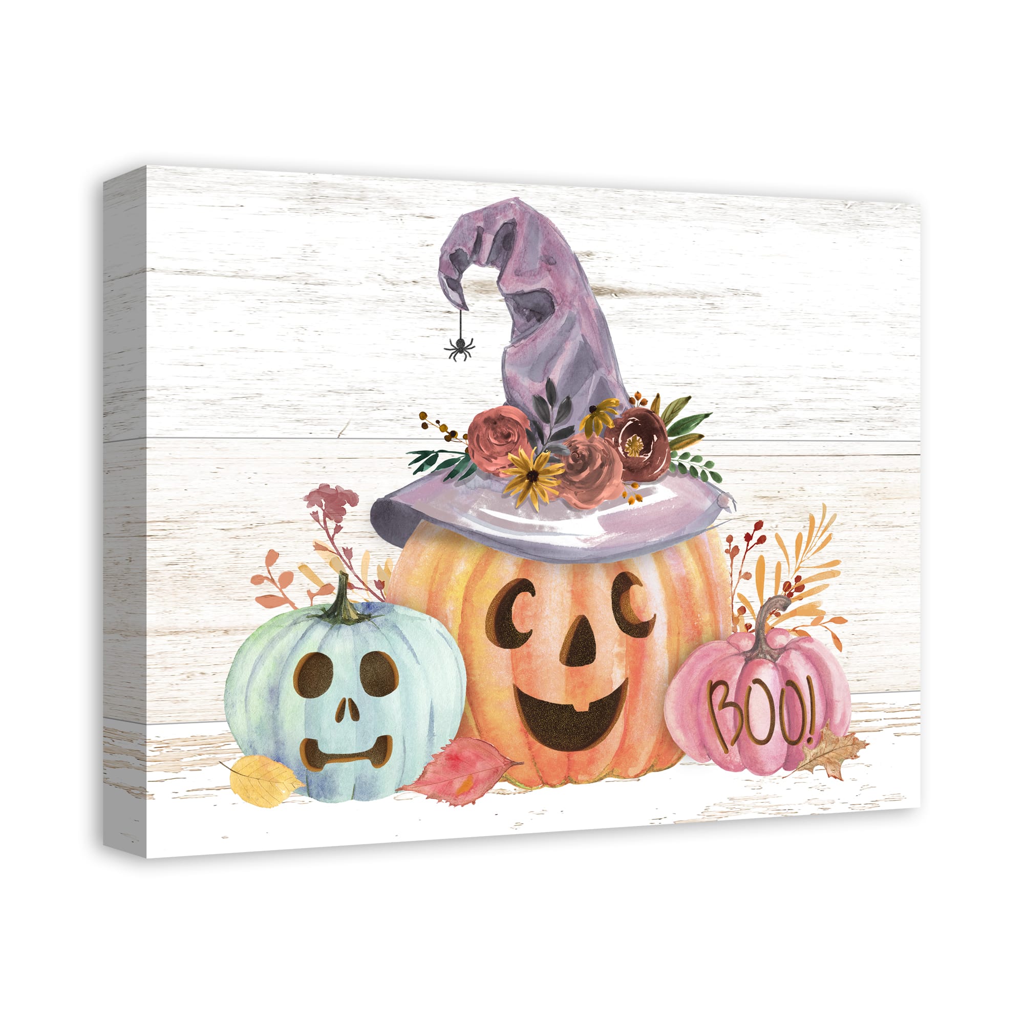 Pastel Jack-O-Lantern Still Life Canvas Wall Art