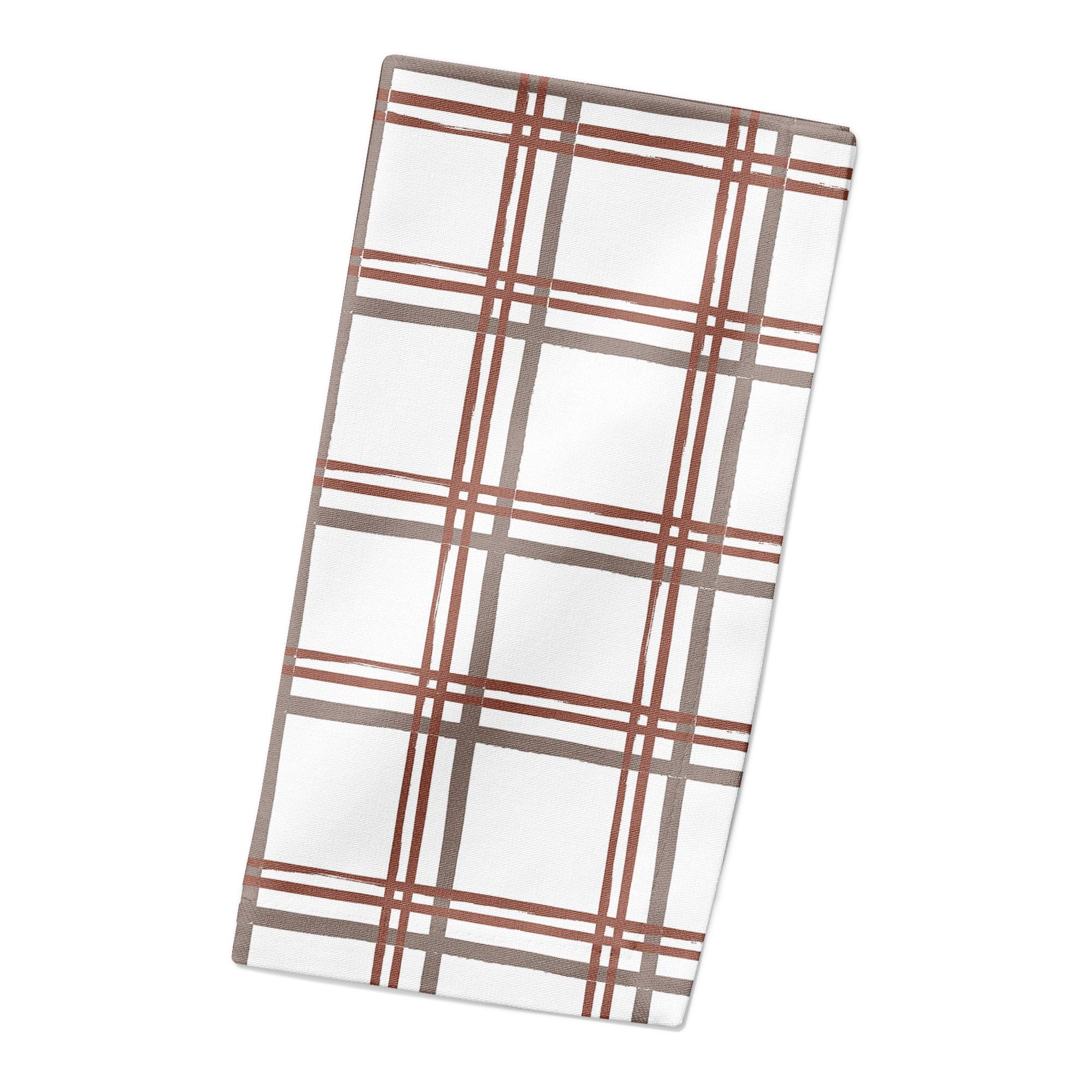 Holiday Plaid on White Cotton Twill Napkin